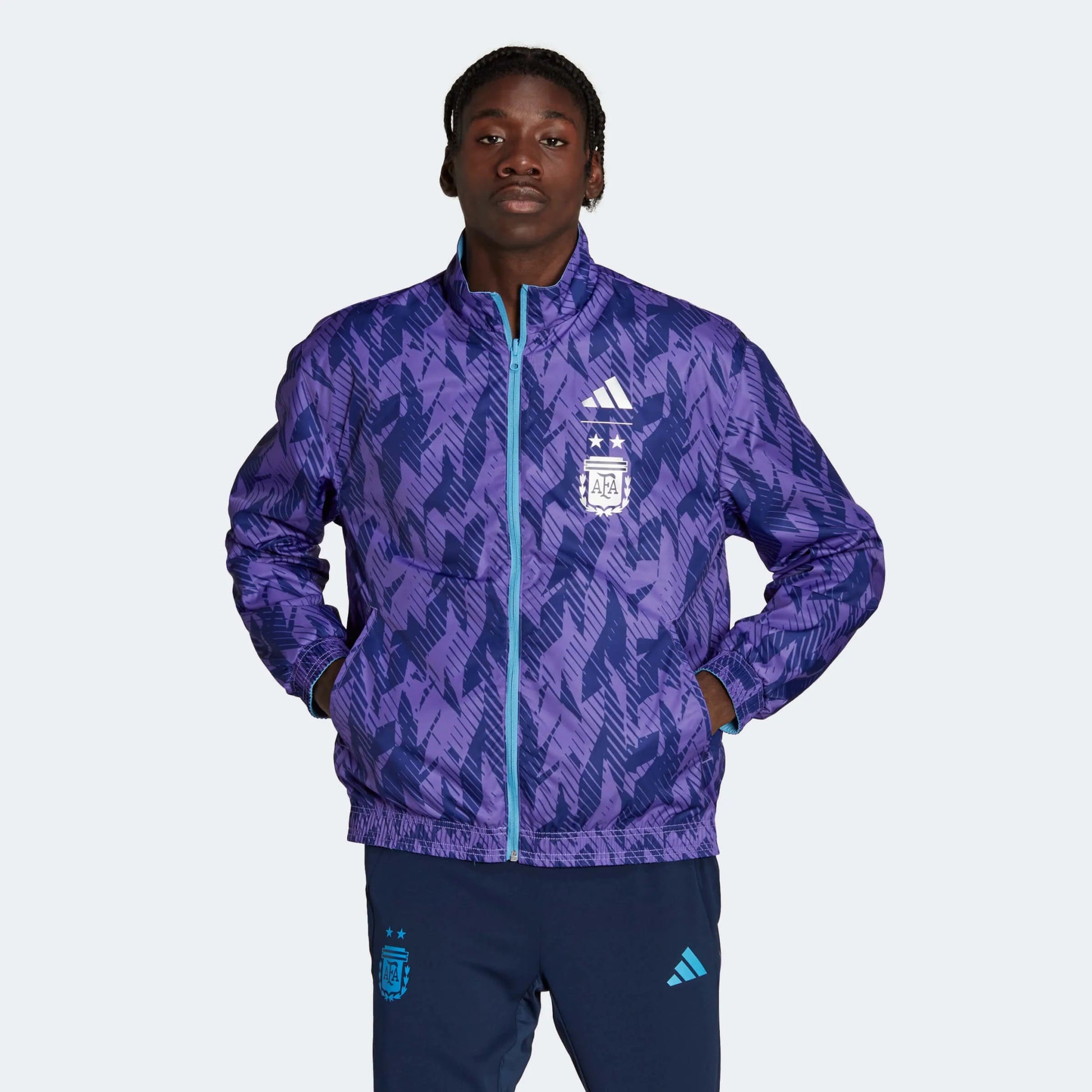 Adidas 2022-23 Argentina Anthem Jacket Sky Blue-White