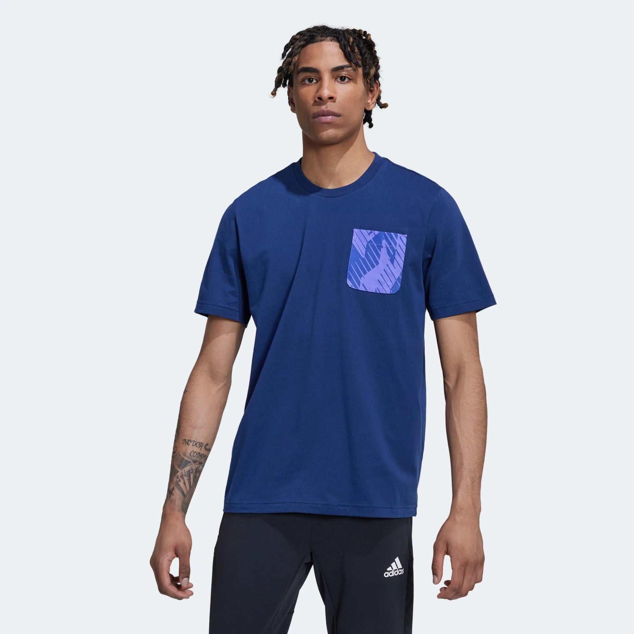 Adidas 2022-23 Argentina Graphic Tee Night Indigo (Model - Front)