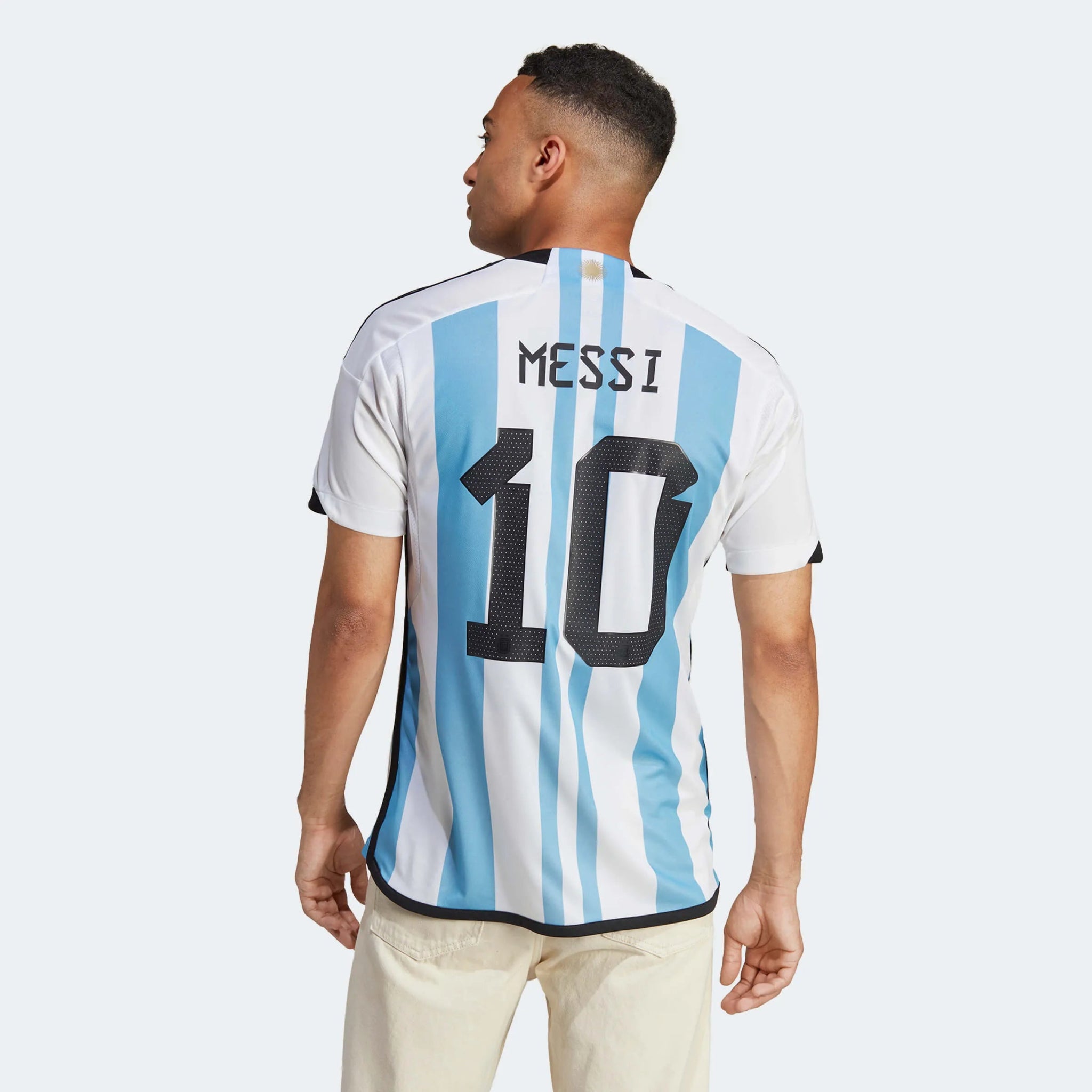 adidas 2022-23 Argentina Home Messi #10 Jersey - White-Light Blue