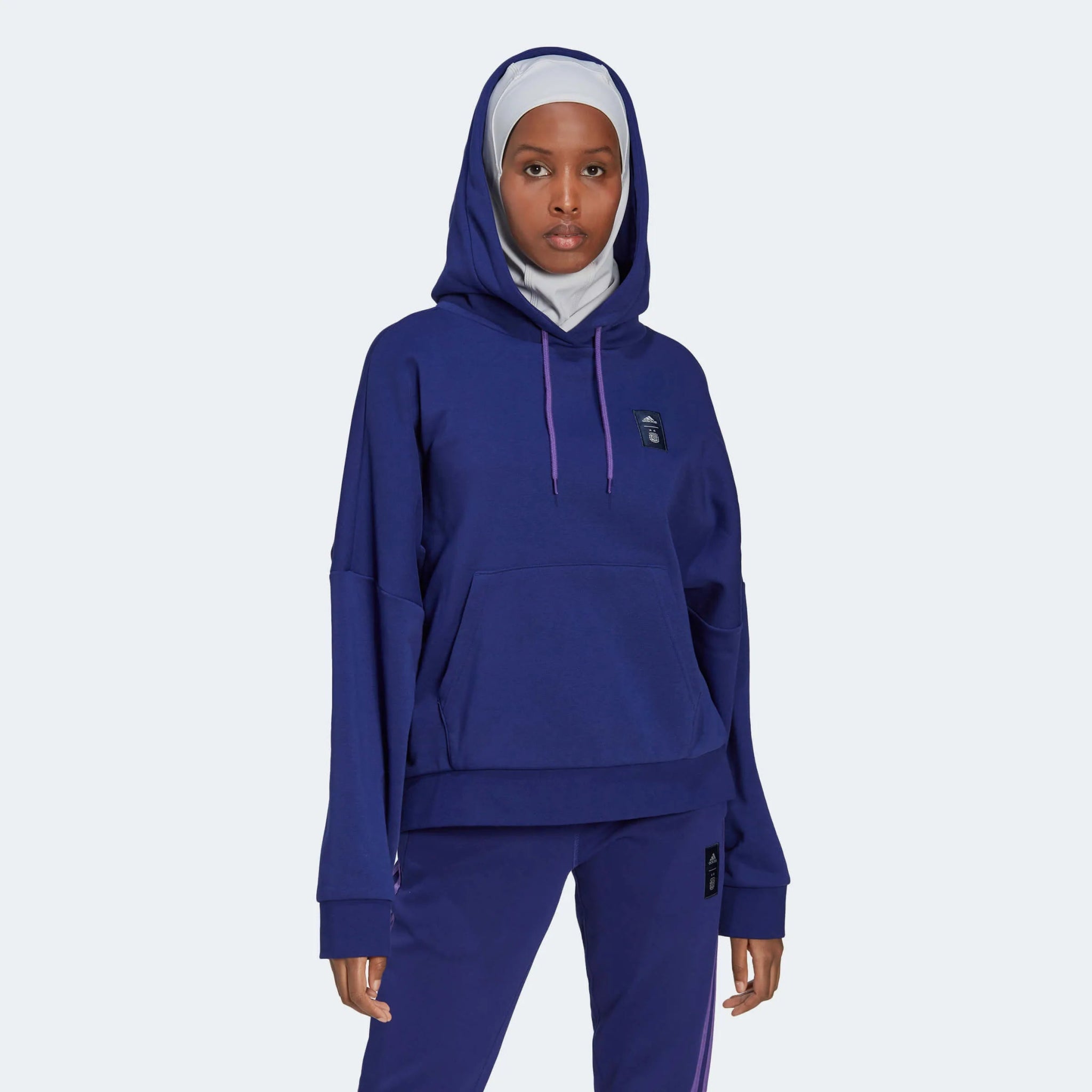 adidas 2022-23 Argentina Women's 3 Stripe Hoody Legacy Indigo (Model - Front Hood)