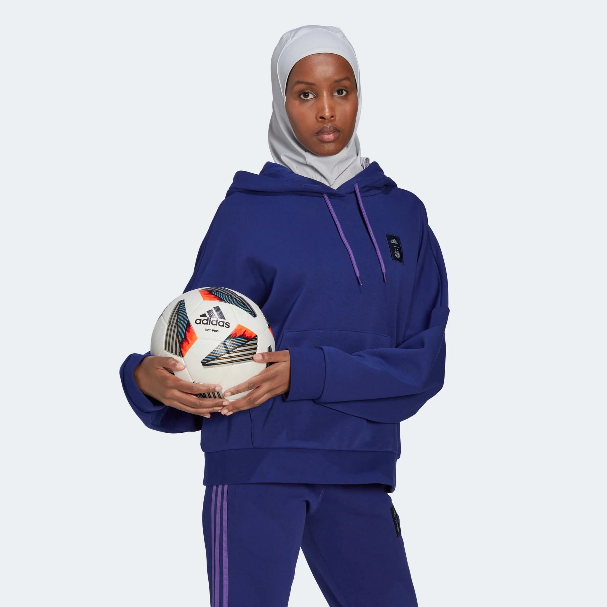 adidas 2022-23 Argentina Women's 3 Stripe Hoody Legacy Indigo (Model - Front No Hood)