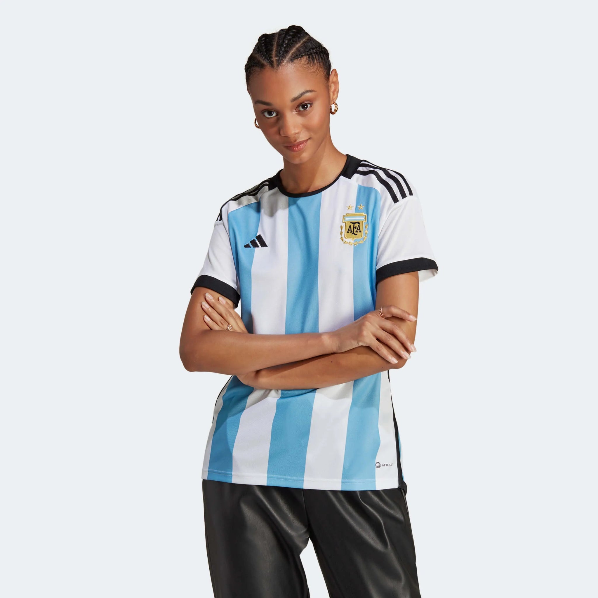 adidas 2022-23 Argentina Women's Home Jersey - White-Light Blue