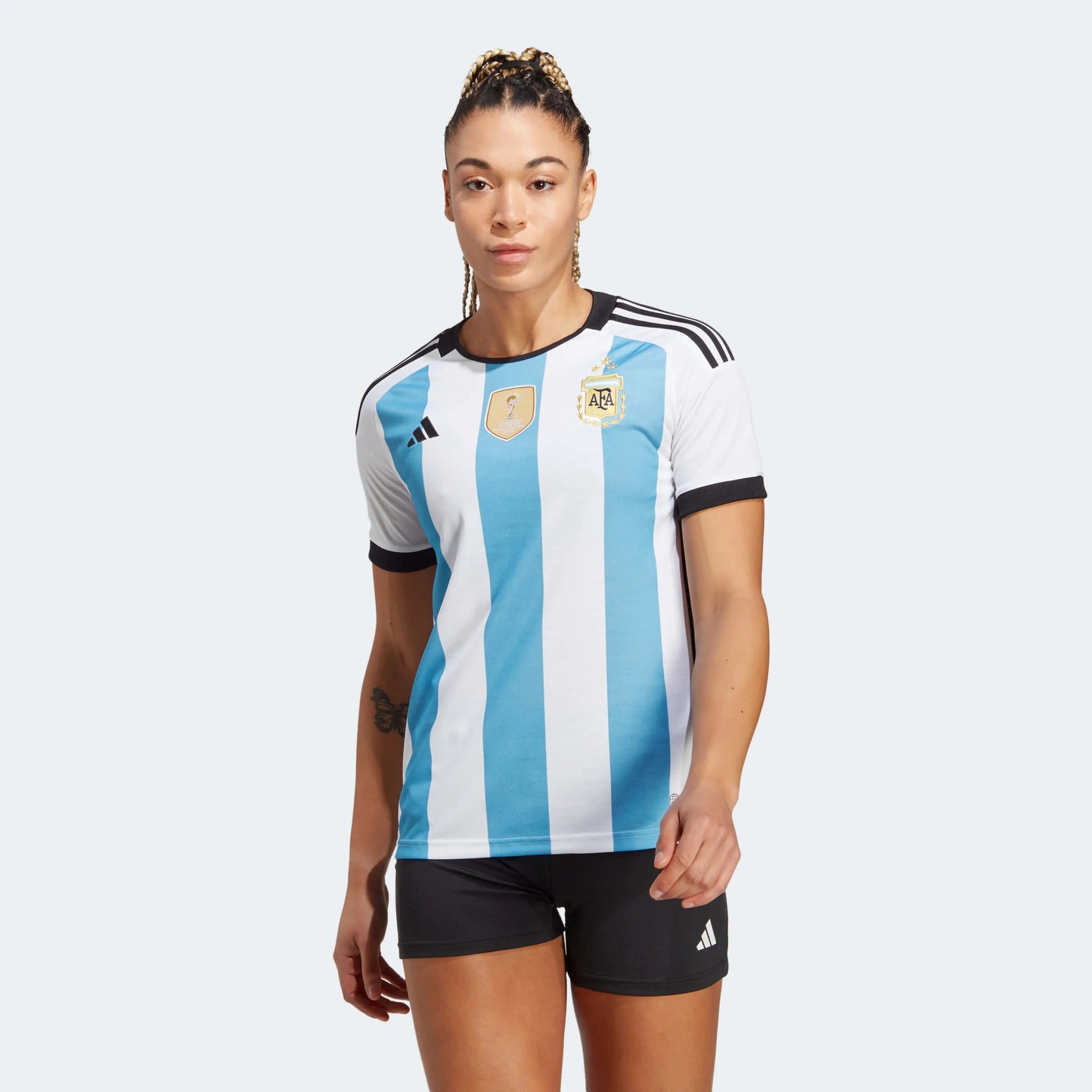 adidas 2022-23 Argentina Womens Home Jersey World Cup 3 Star - White - Light Blue
