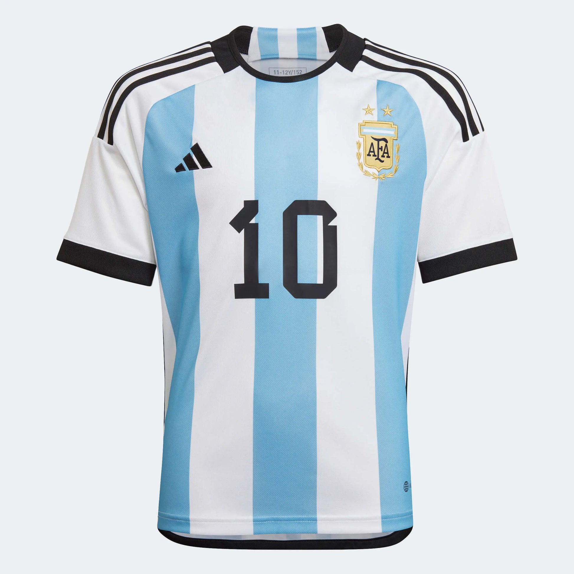adidas 2022-23 Argentina Youth Home Messi #10 Jersey - White-Light Blue