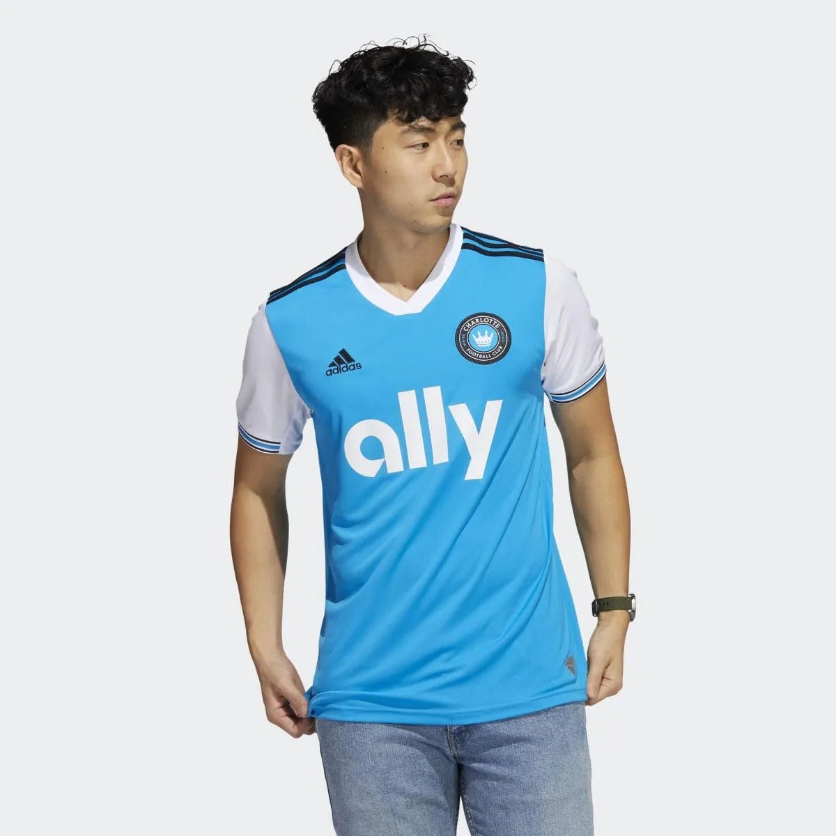 adidas 2022-23 Charlotte FC Home Jersey - Solar Blue-White (Model - Front)