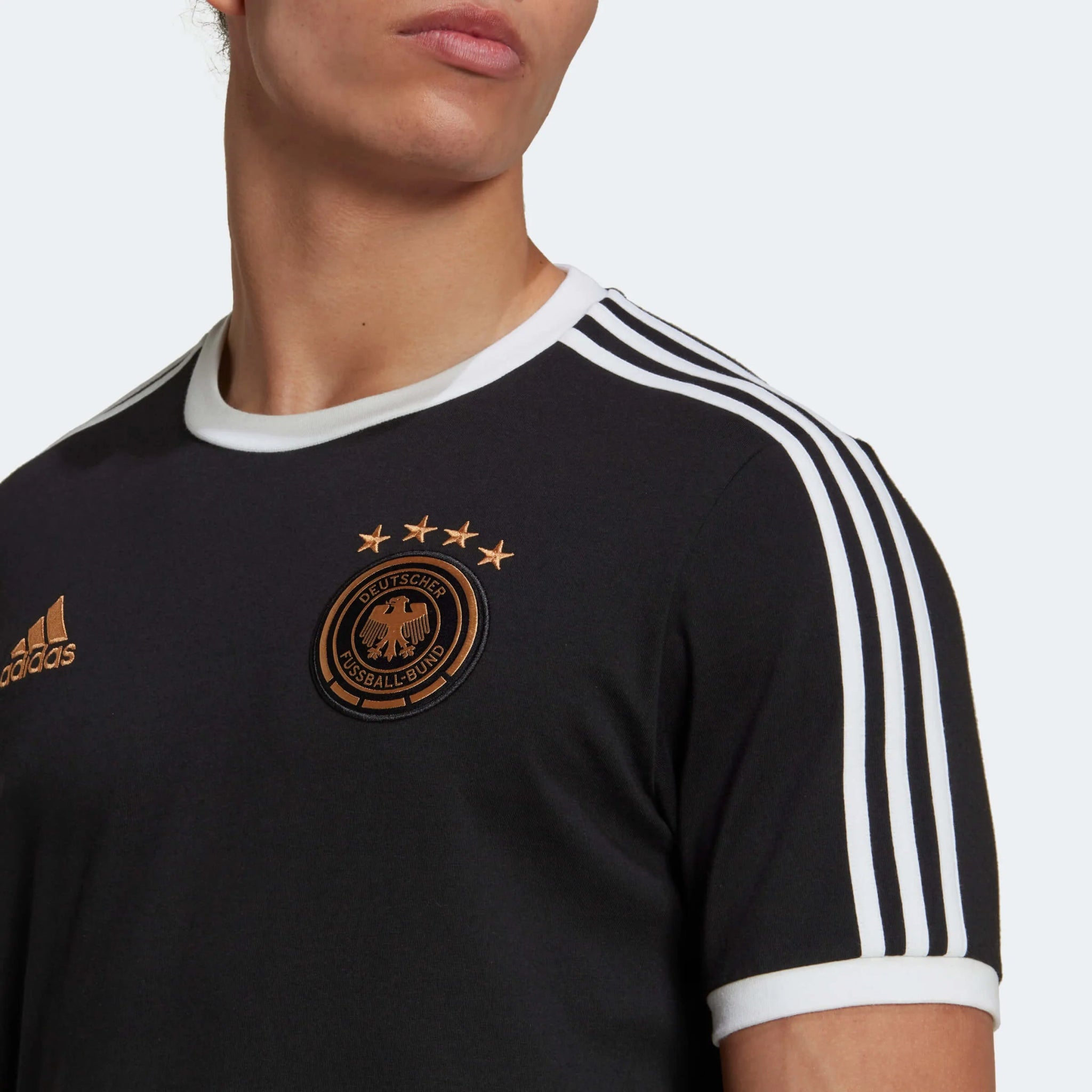 adidas 2022-23 Germany 3-Stripes Tee - Black-White