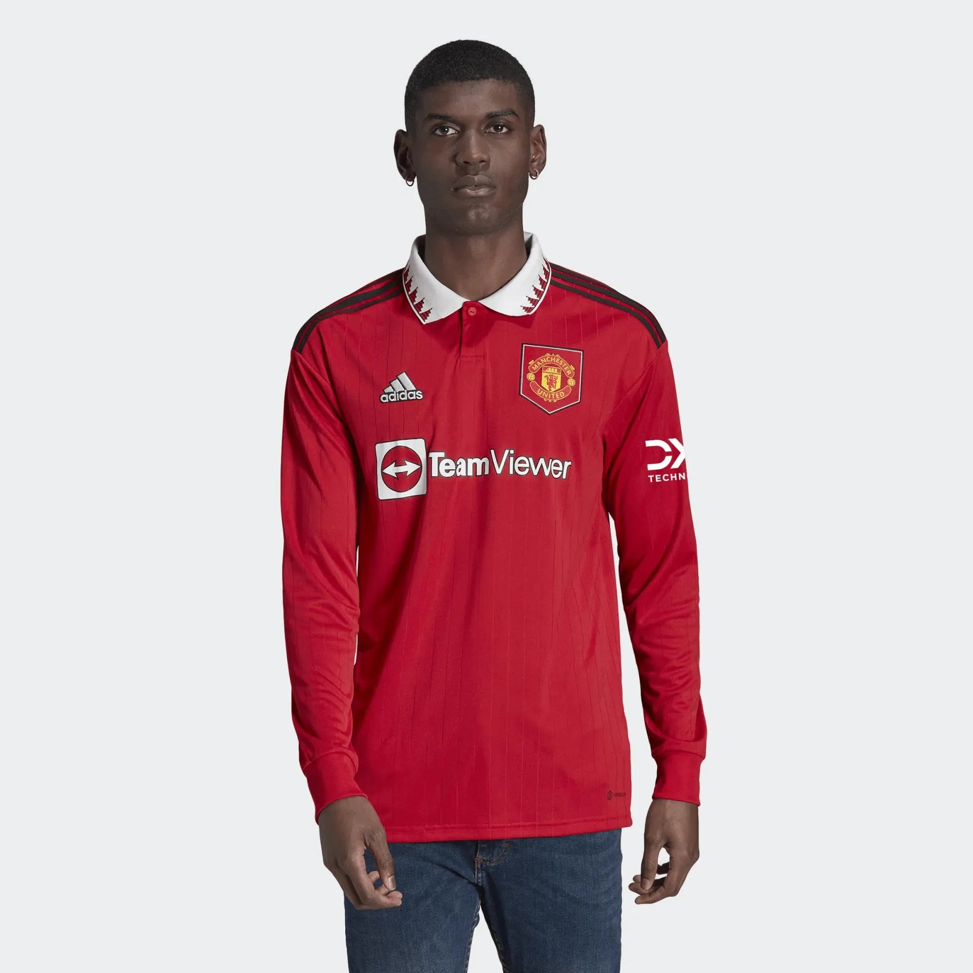 adidas 2022-23 Manchester United Home Long Sleeve Jersey - Red-White