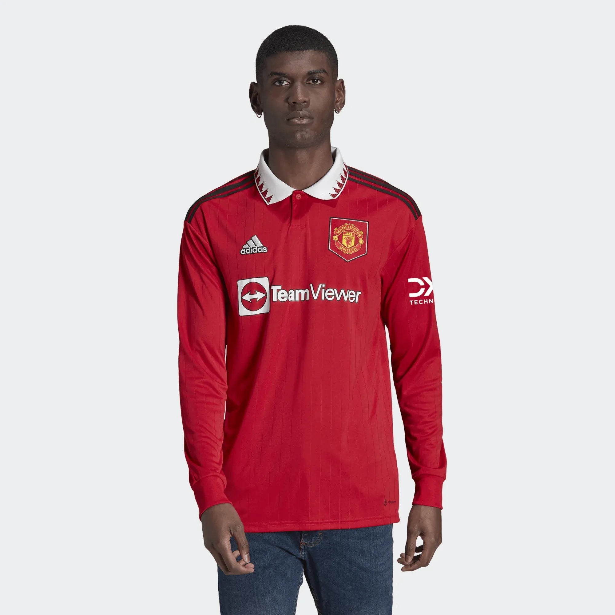 adidas 2022-23 Manchester United Home Long Sleeve Jersey - Red-White