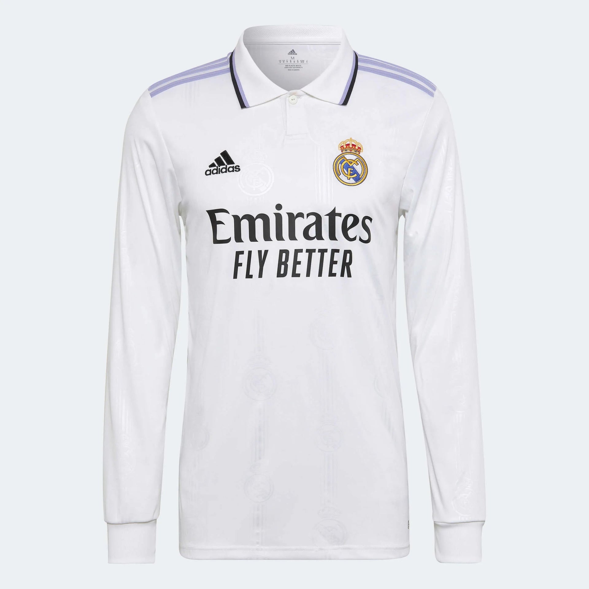 adidas 2022-23 Real Madrid Home Long-Sleeve Soccer Jersey - White adidas 2022-23 Real Madrid Home Long-Sleeve Soccer Jersey - White