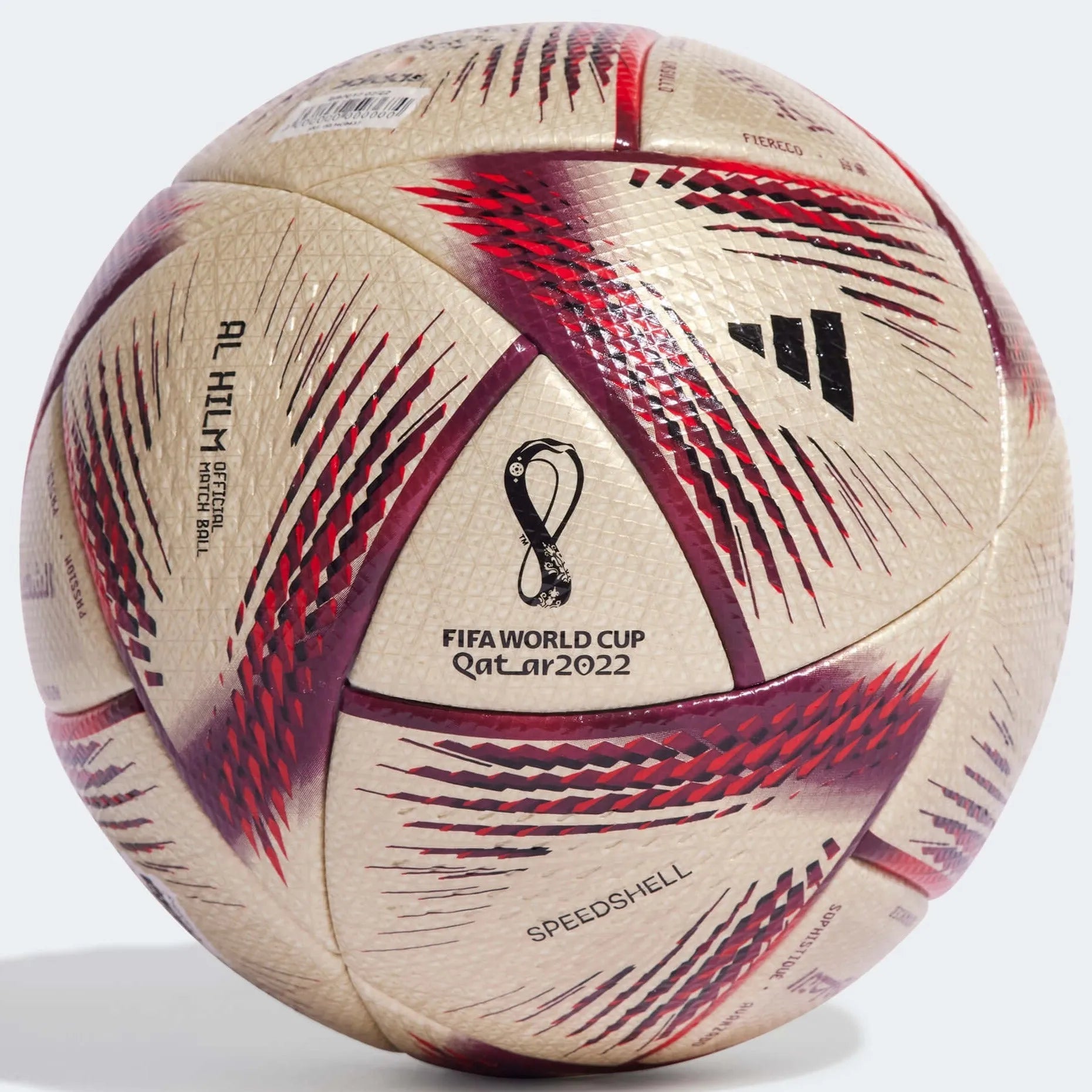 adidas 2022 World Cup Al Hilm Official Match Ball - Gold Metallic-Maroon-Red