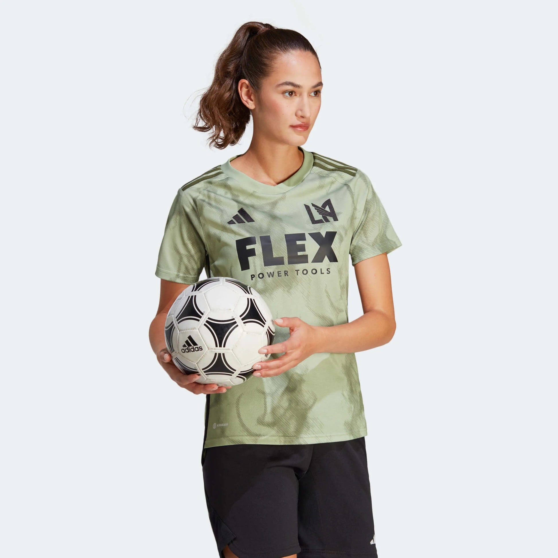 adidas 2023-24 LAFC Women's Away Jersey - Magic Lime-Tent Green (Model - Side)