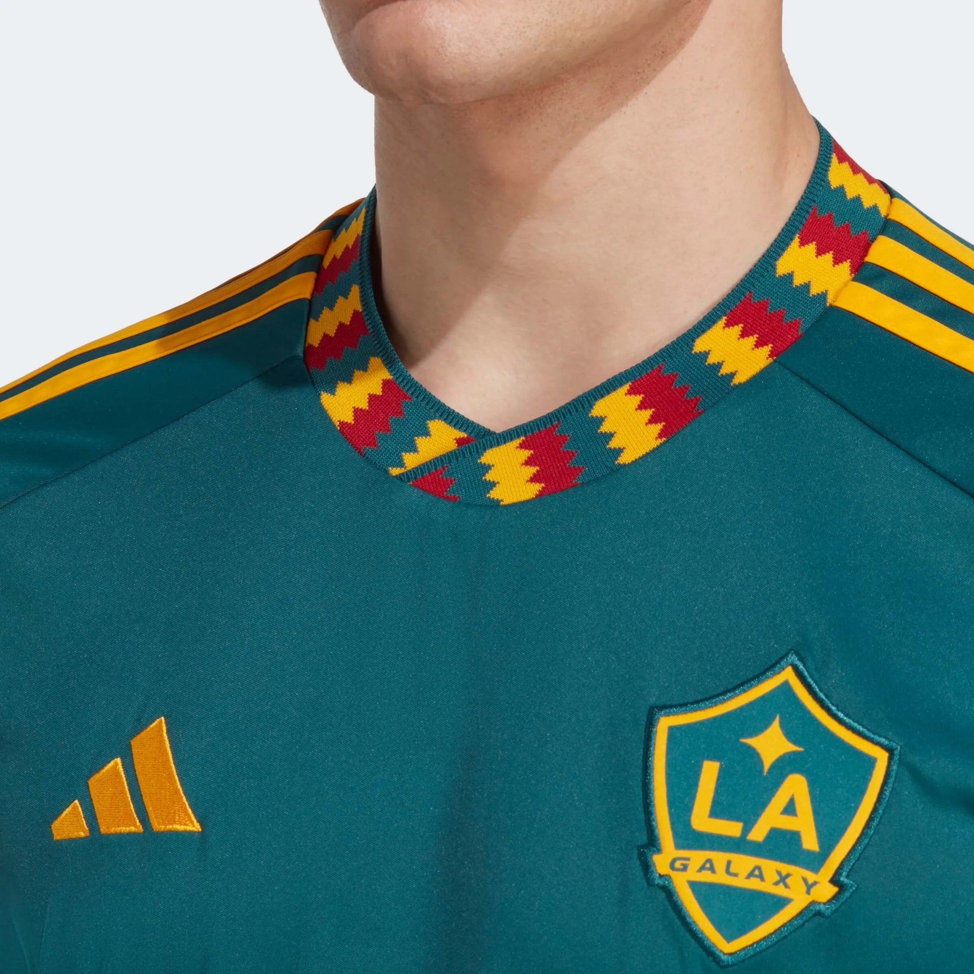 adidas 2023-24 LA Galaxy Away Jersey - Mystery Green-Team Gold (Detail 1)