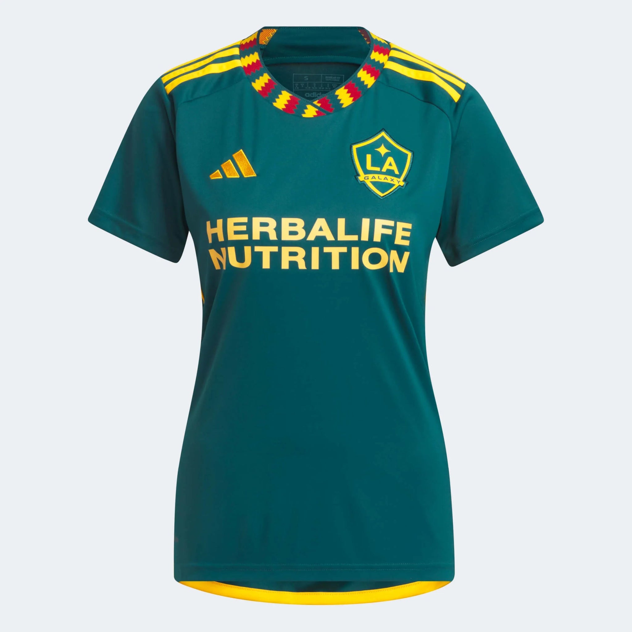 adidas 2023-24 LA Galaxy Women's Away Jersey - Mystery Green-Team Gold (Front)