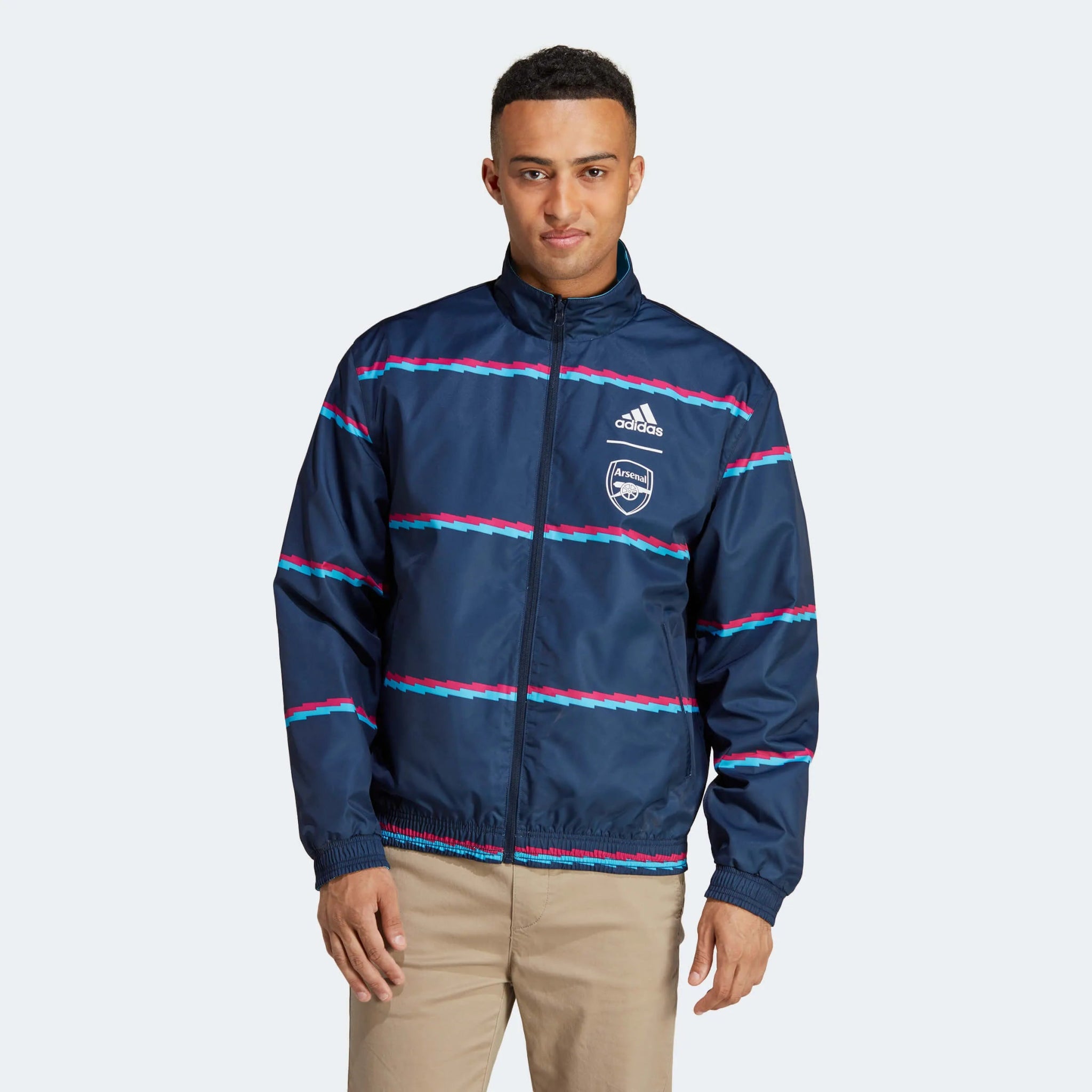 adidas 2023 Arsenal Reversible Anthem Jacket - Sky Rush