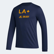 adidas 2023 LA Galaxy Long-Sleeve Pre-Game Tee - Navy