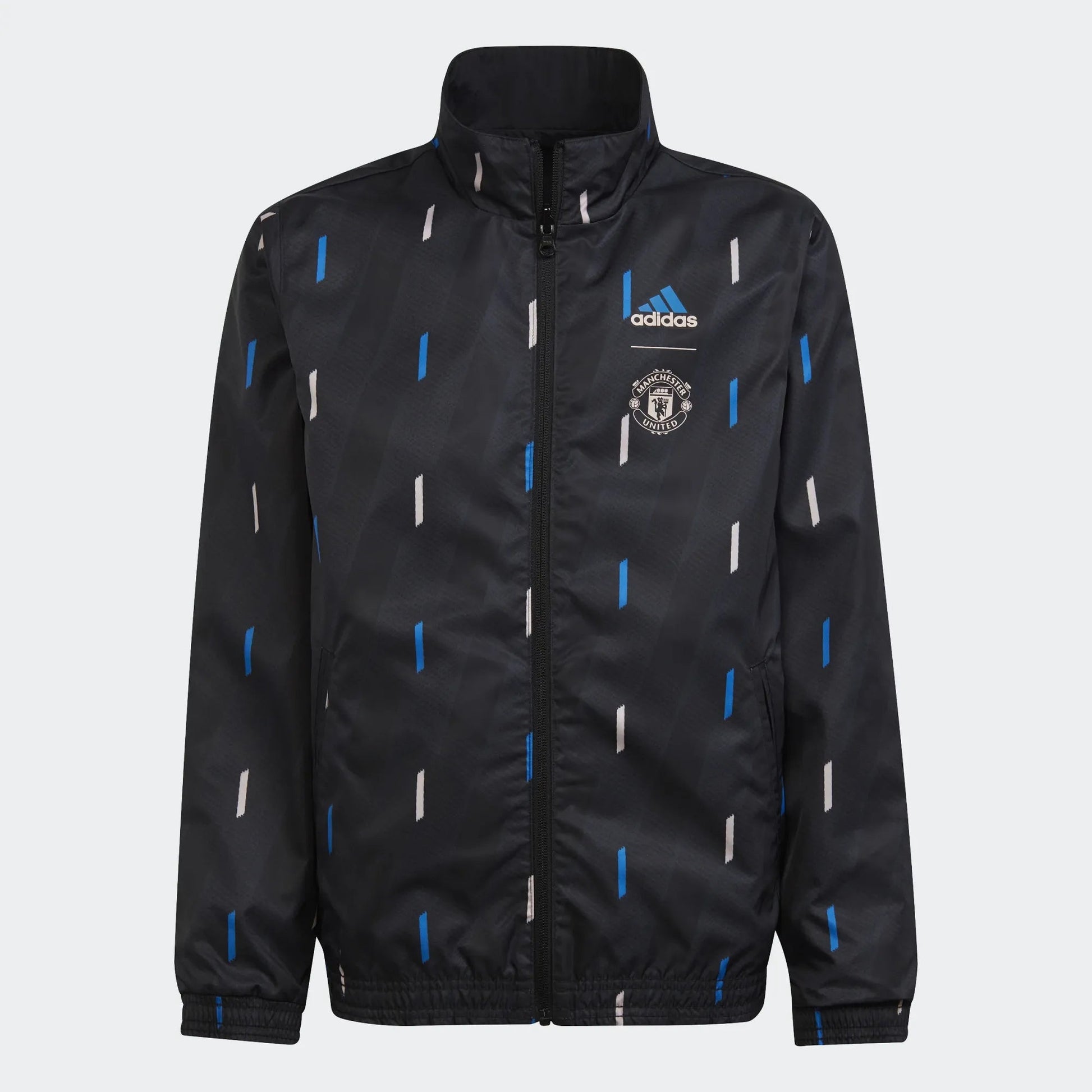 adidas 2023 Manchester United Anthem Youth Jacket - Black-Blue