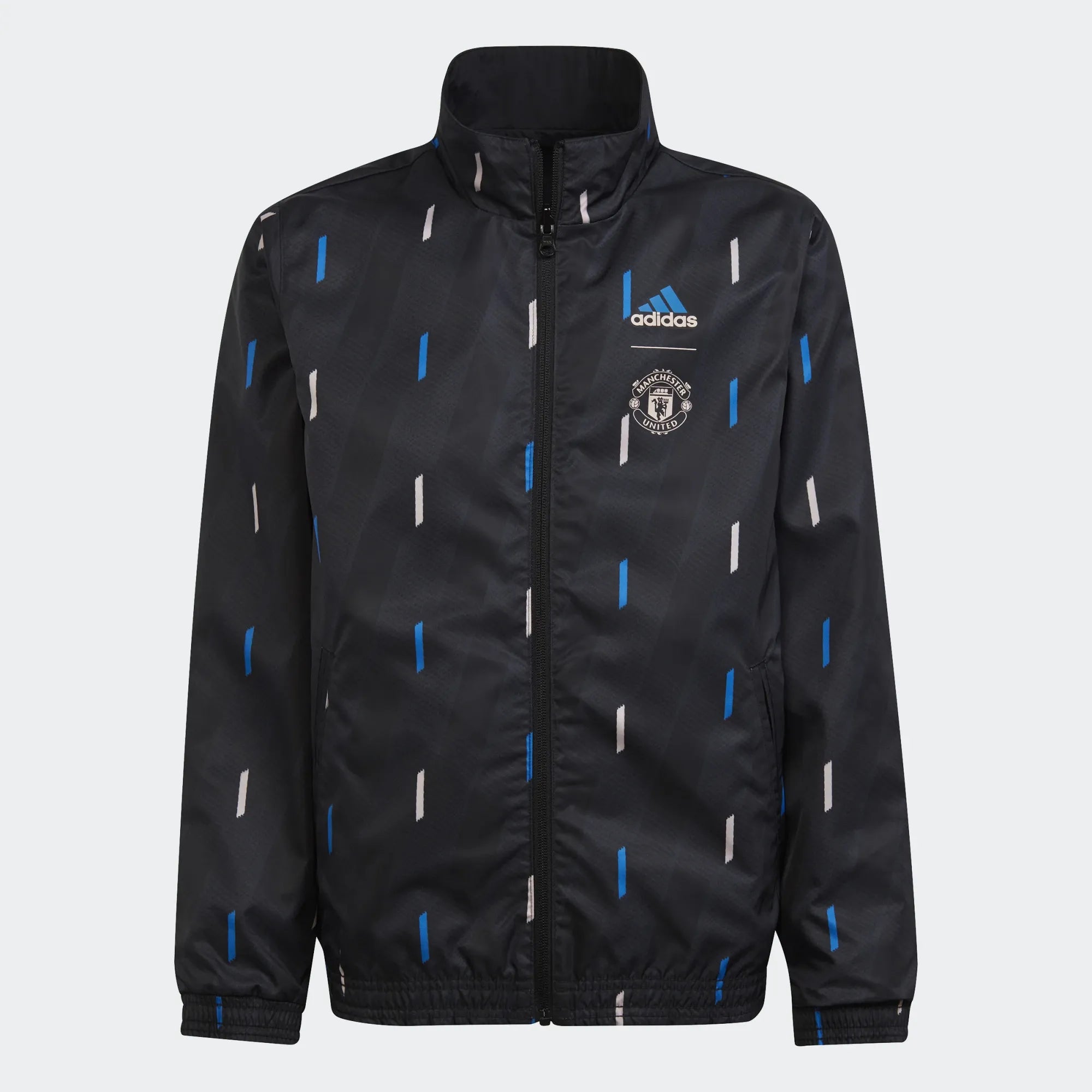adidas 2023 Manchester United Anthem Youth Jacket - Black-Blue