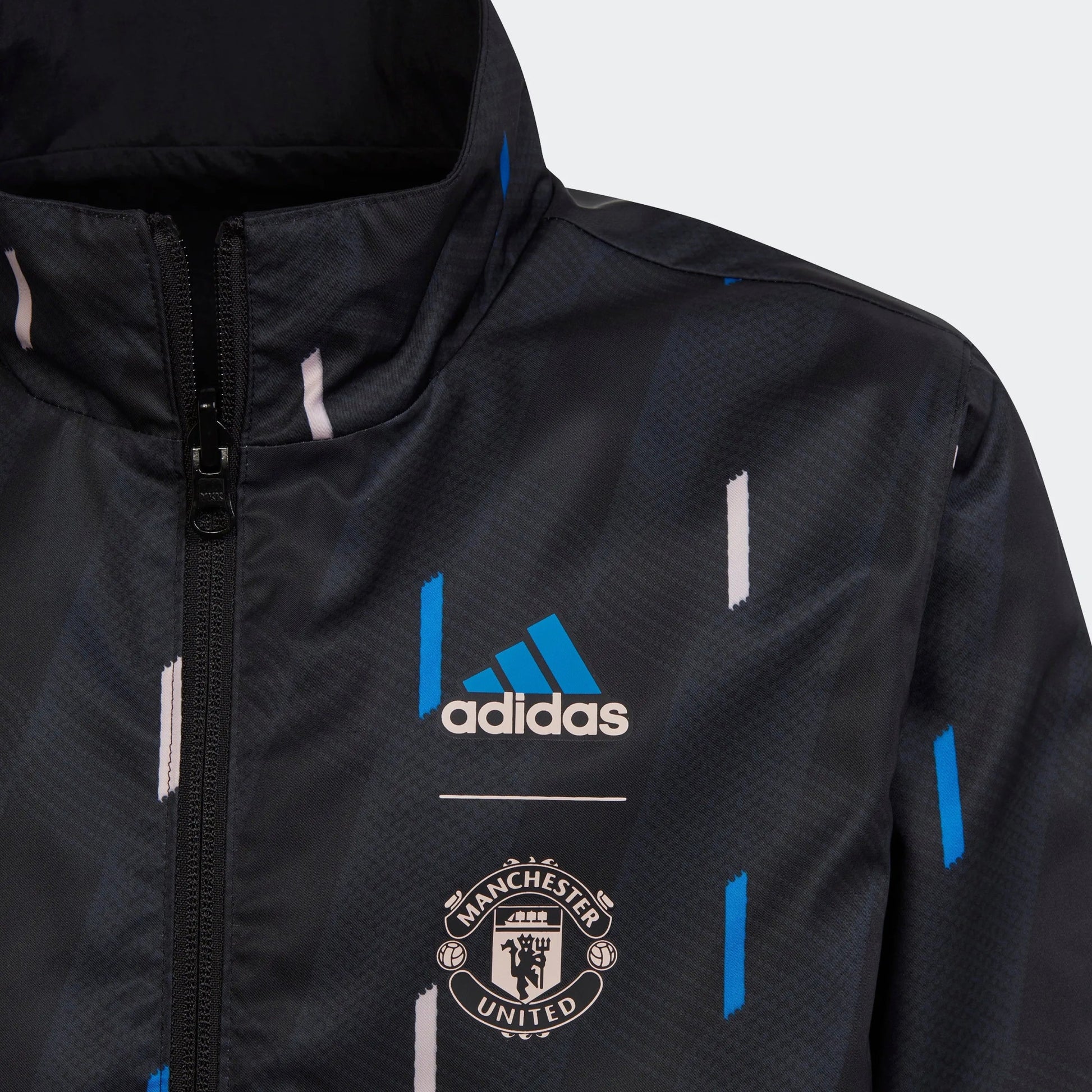 adidas 2023 Manchester United Anthem Youth Jacket - Black-Blue