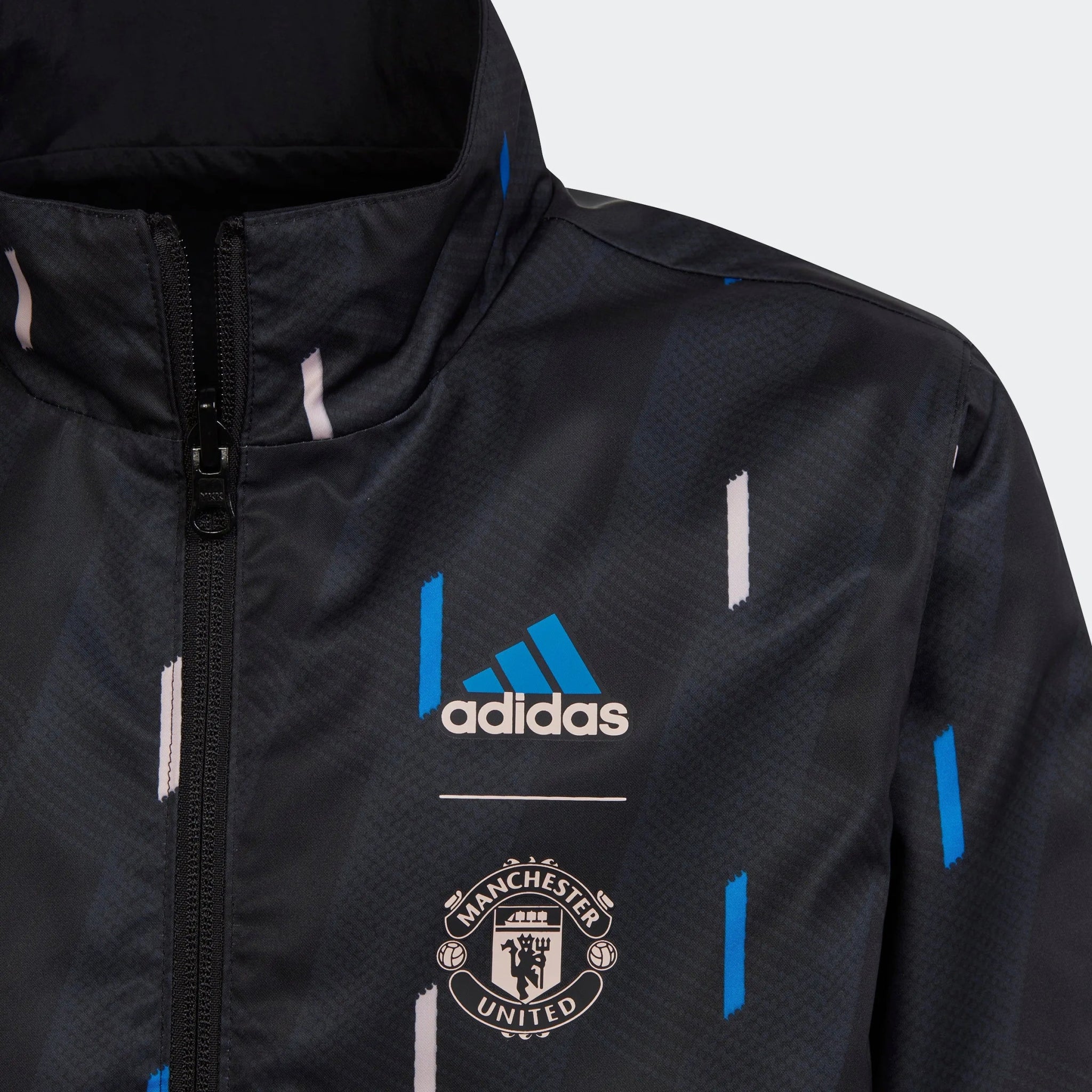 adidas 2023 Manchester United Anthem Youth Jacket - Black-Blue