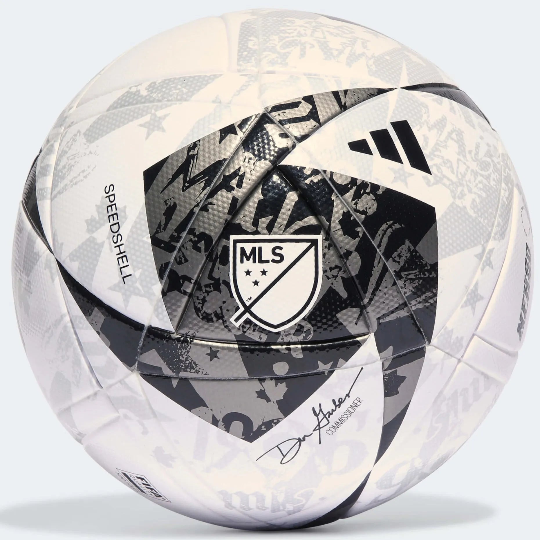 adidas 2023 MLS League NFHS Ball - White-Black-Iron Metallic (Front)