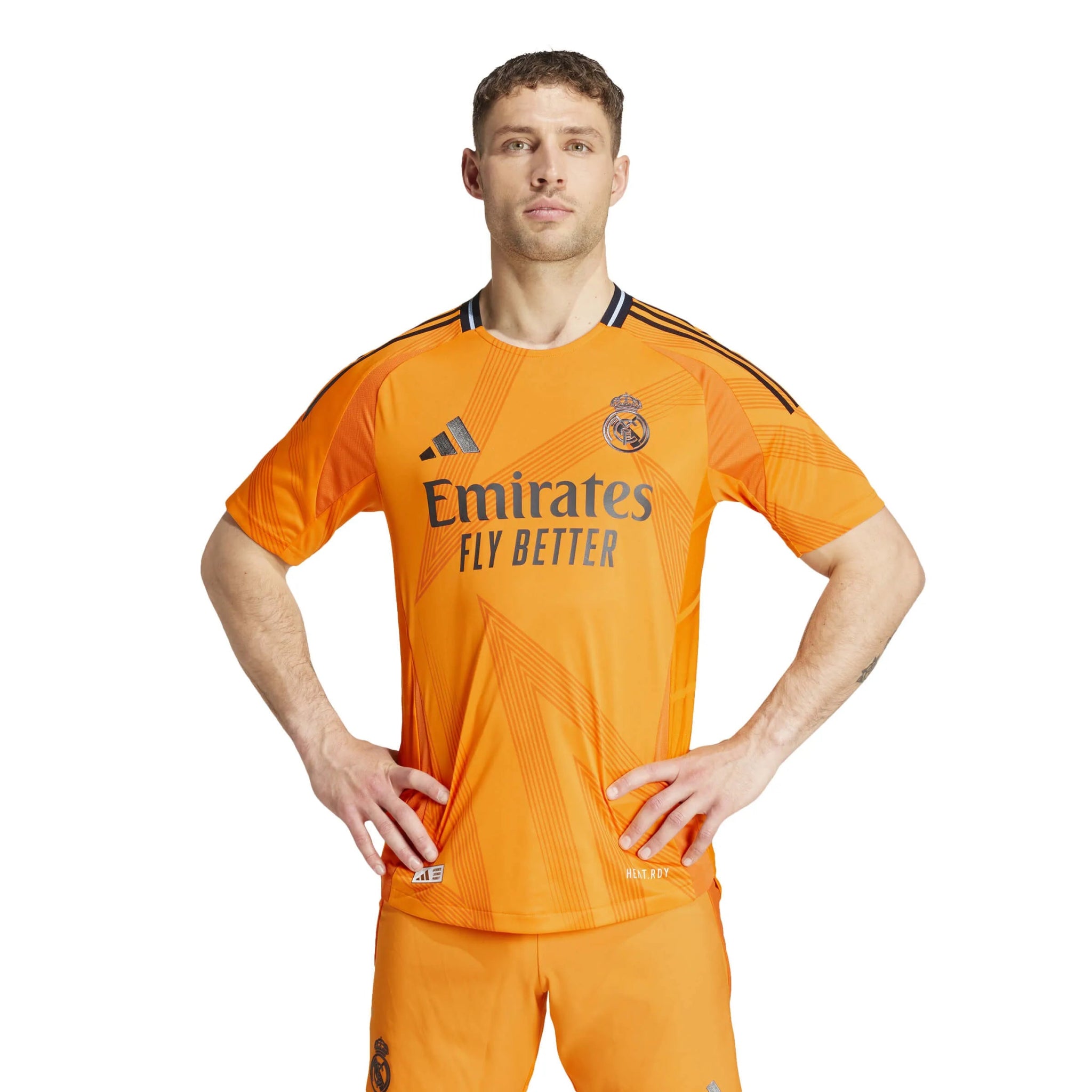 adidas 2024-25 Real Madrid Men's Authentic Away Jersey Crew Orange (Model - Front)