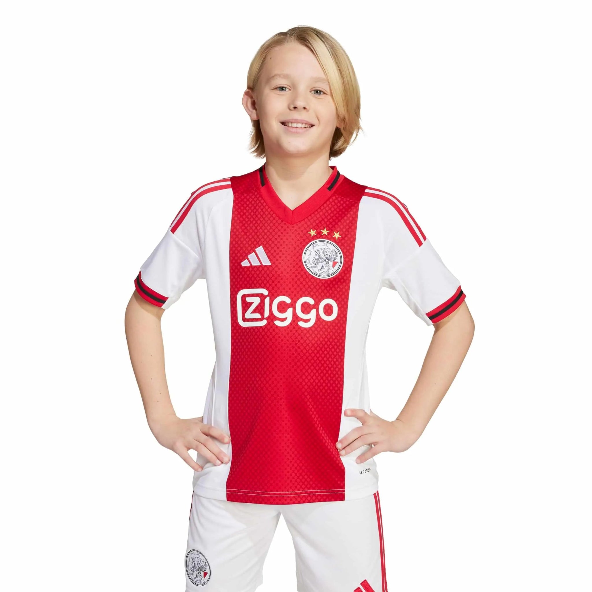 adidas 2025-26 Ajax Youth Stadium Home Soccer Jersey (Model - Front)