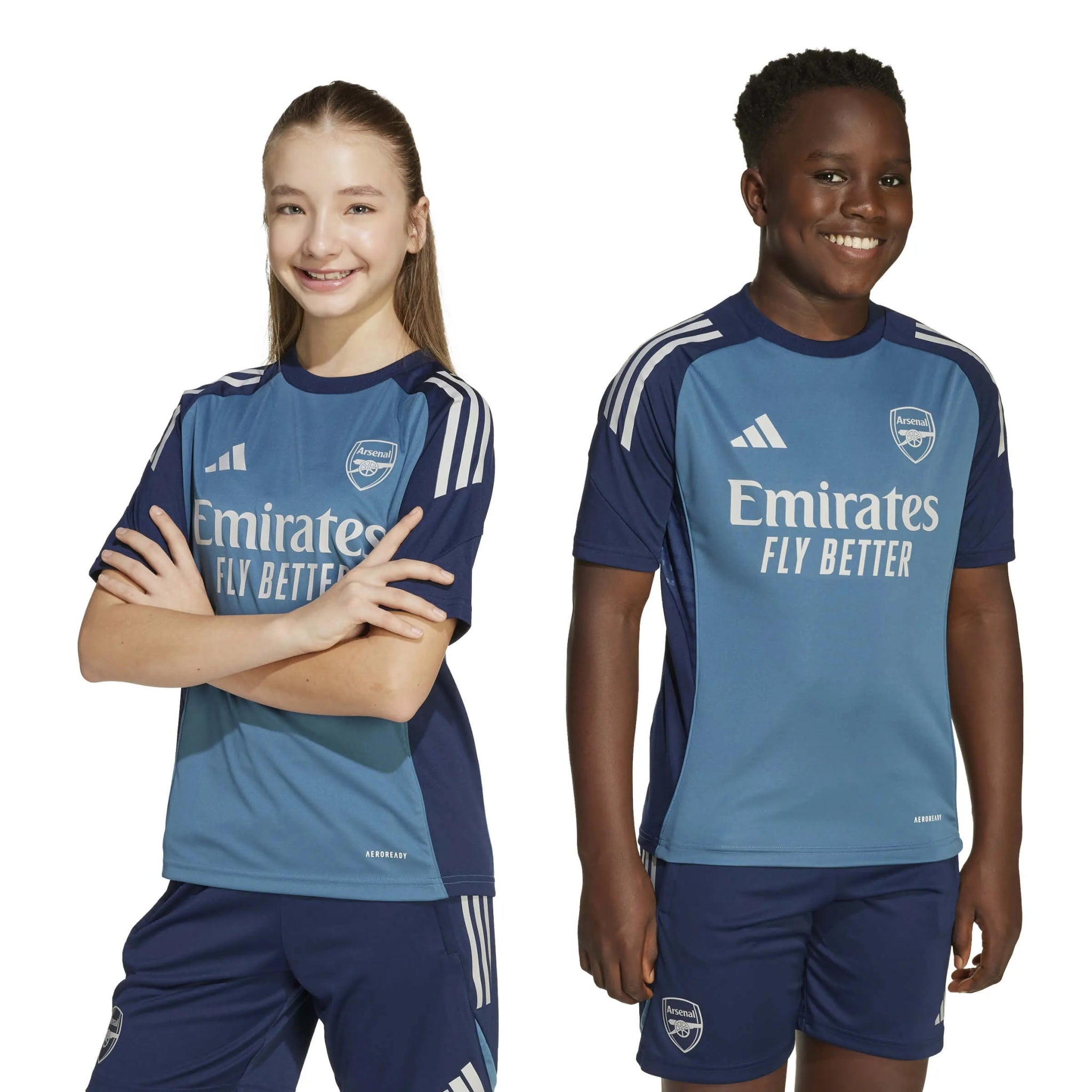 adidas 2025-26 Arsenal Youth Training Soccer Jersey (Models - Front)