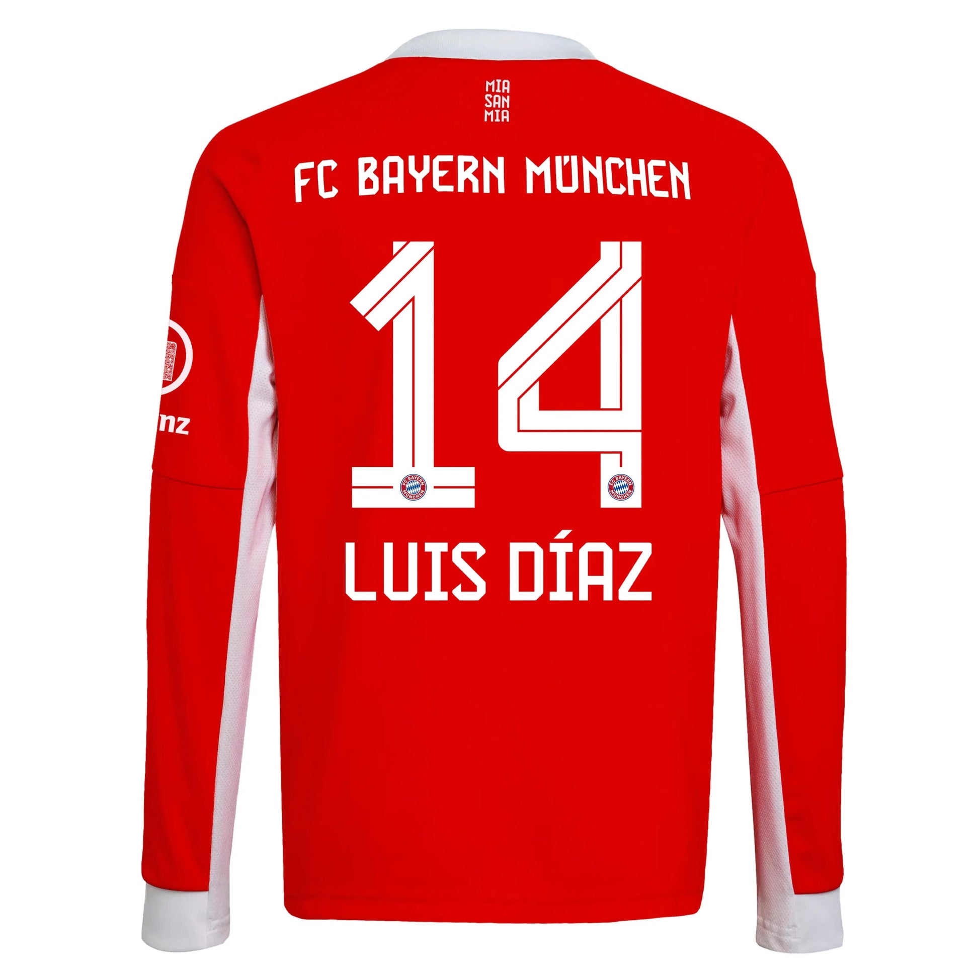 adidas 2025-26 Bayern Munich Men's Stadium Home Long-Sleeve Soccer Jersey (Luis Diaz)