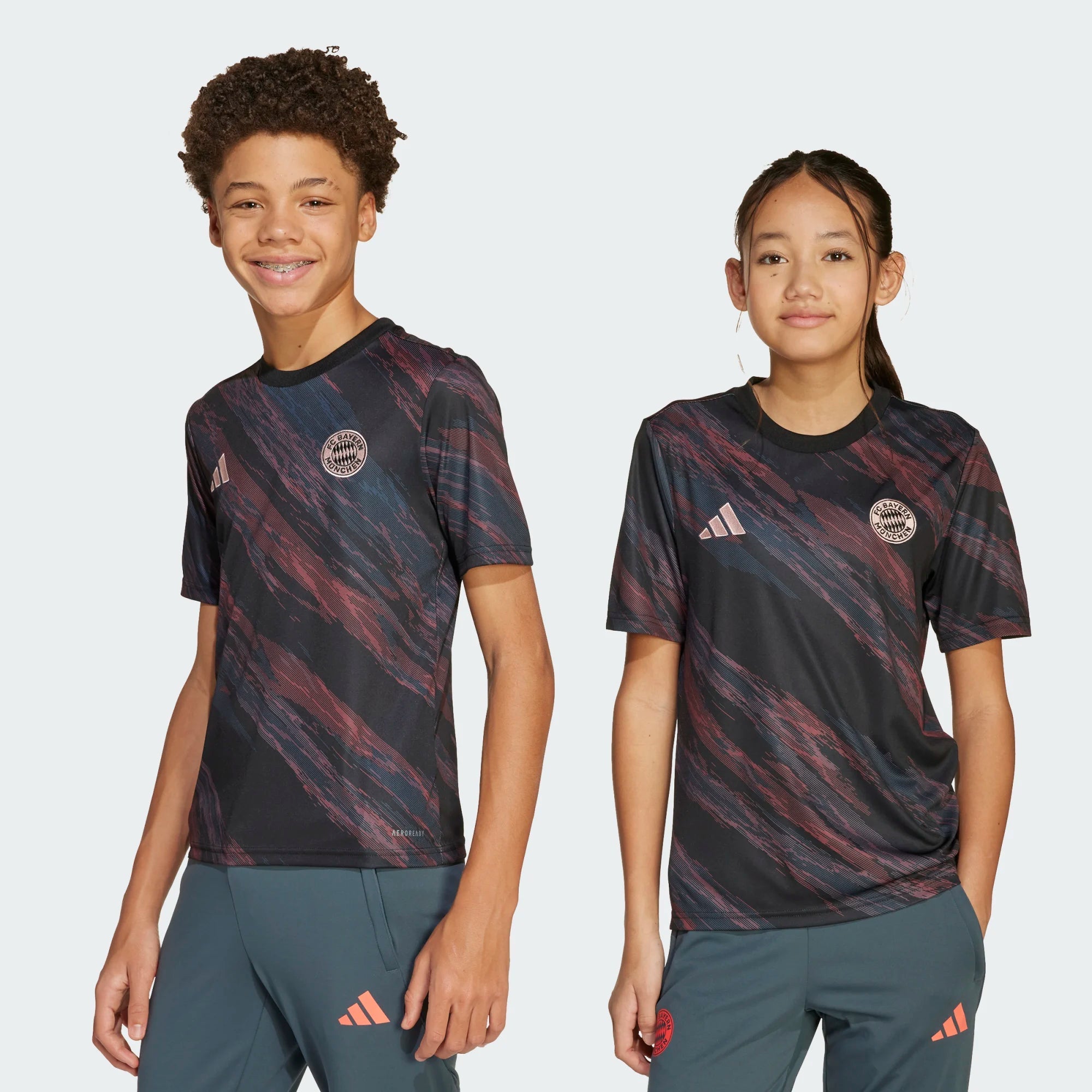 adidas 2025-26 Bayern Munich Youth Pre-Match Soccer Jersey (Models - Front)
