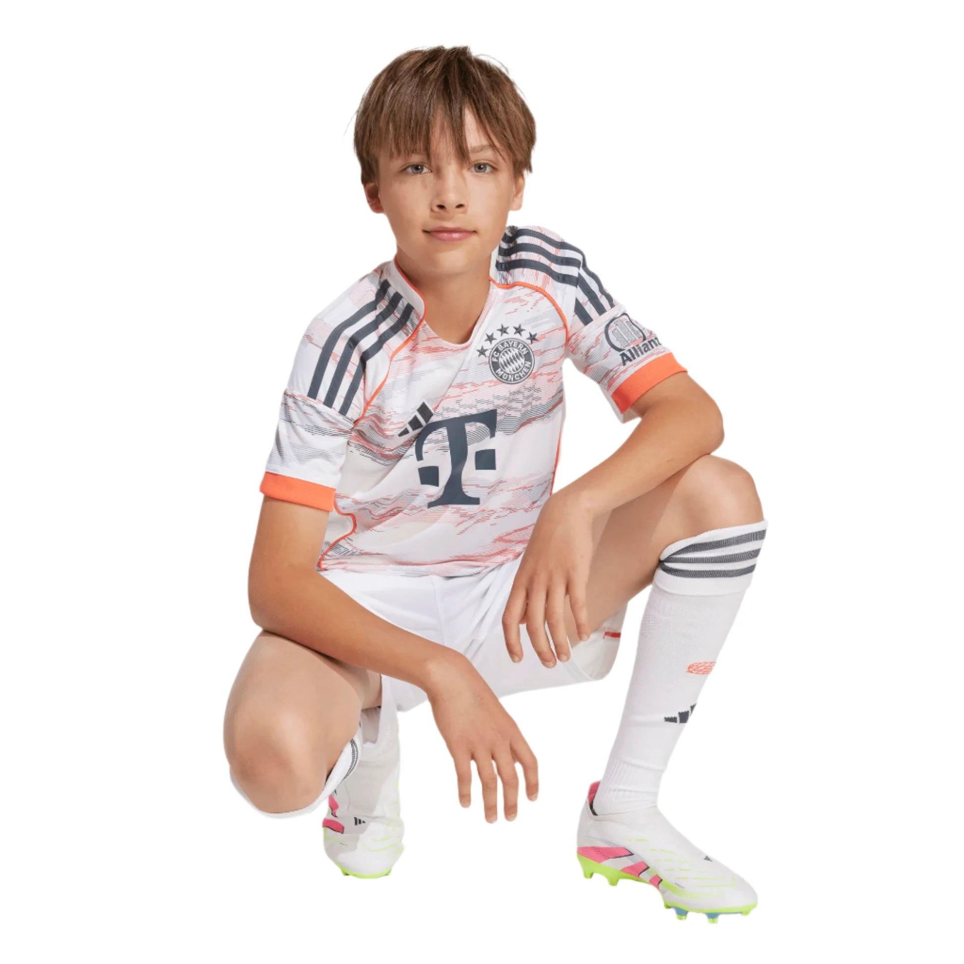 adidas 2025-26 Bayern Munich Youth Stadium Away Soccer Jersey (Model - Side)