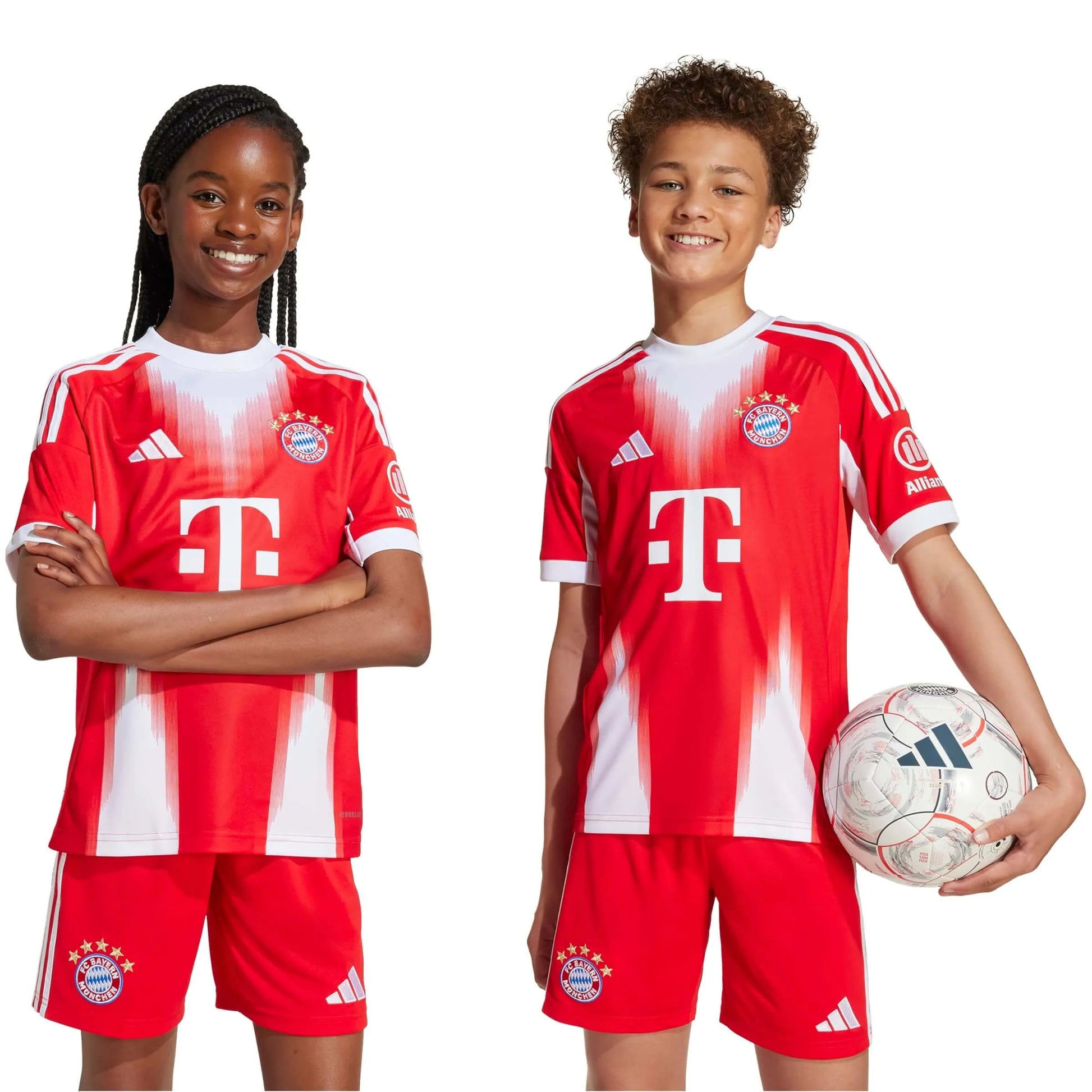 adidas 2025-26 Bayern Munich Youth Stadium Home Soccer Jersey (Models - Front)