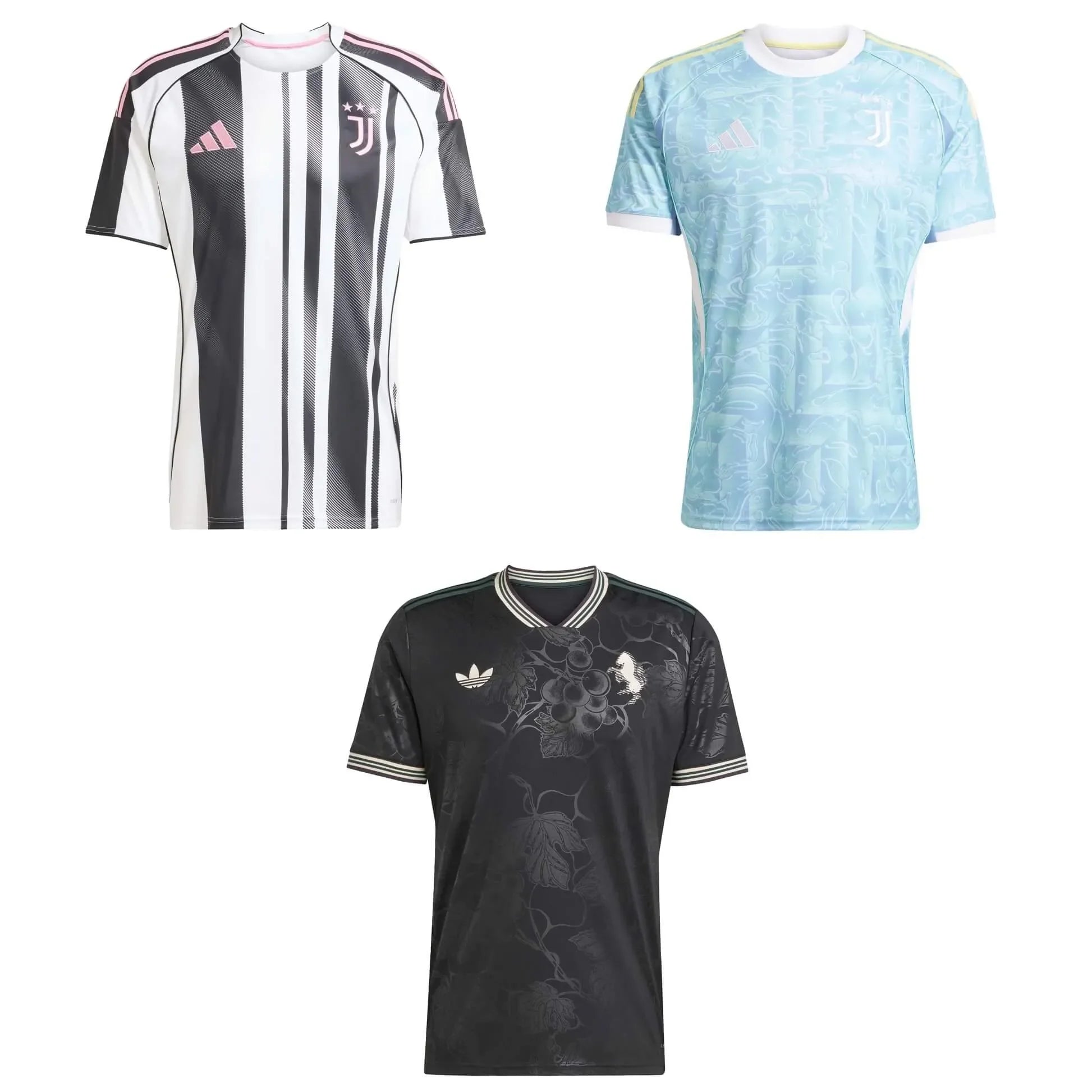 adidas 2025-26 Juventus Men's Home/Away/Third Jersey Bundle