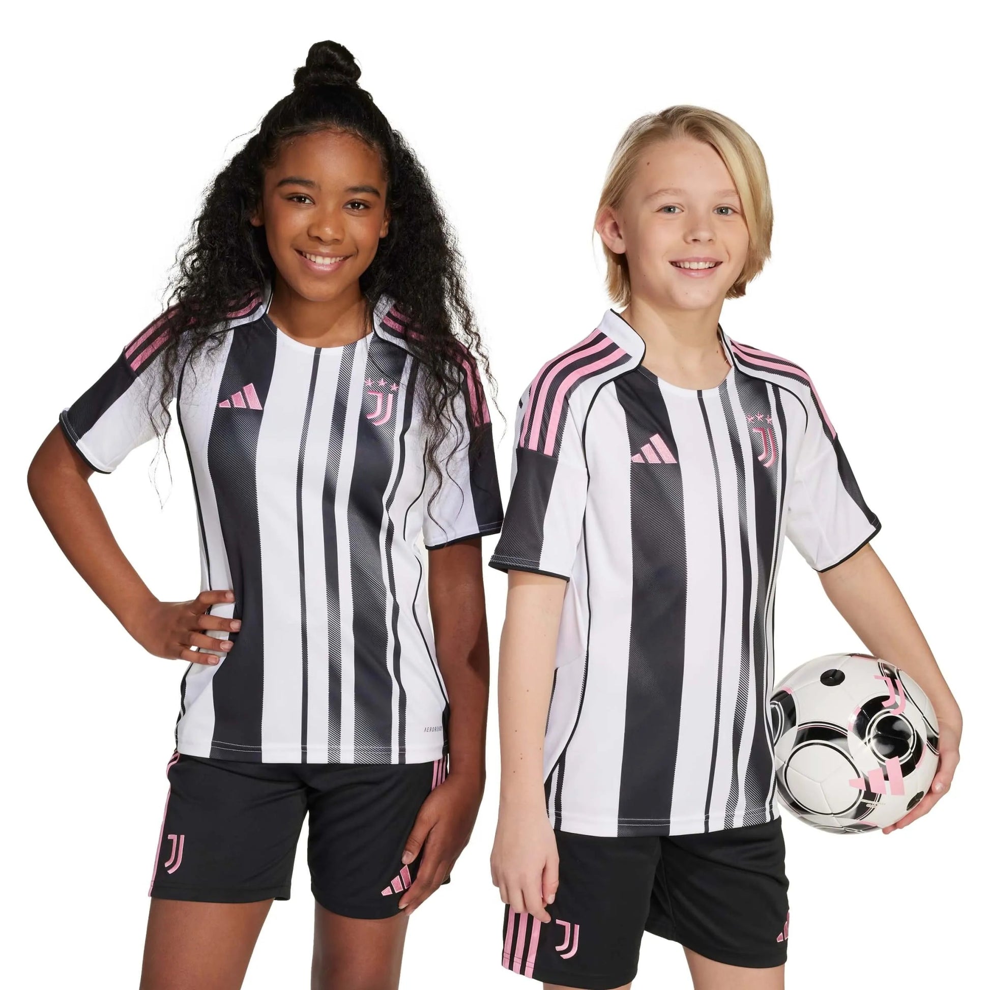 adidas 2025-26 Juventus Youth Home Soccer Jersey (Models - Front)