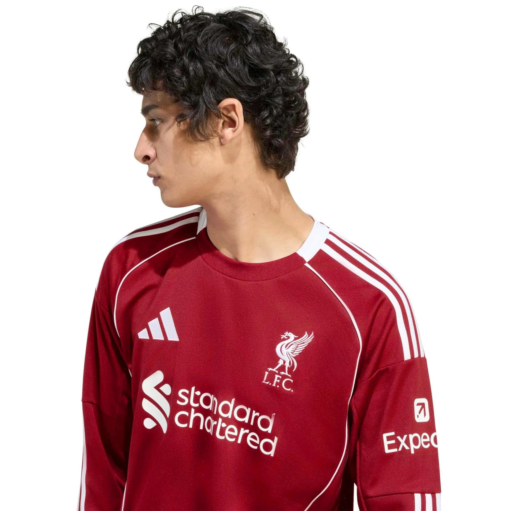 adidas 2025-26 Liverpool Men's Stadium Home Long-Sleeve Soccer Jersey (Detail 1)