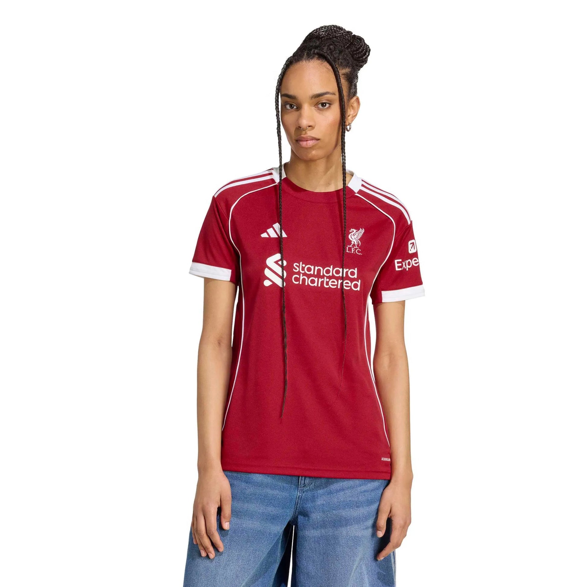 adidas 2025-26 Liverpool Women's Stadium Home Soccer Jersey (Model - Front)
