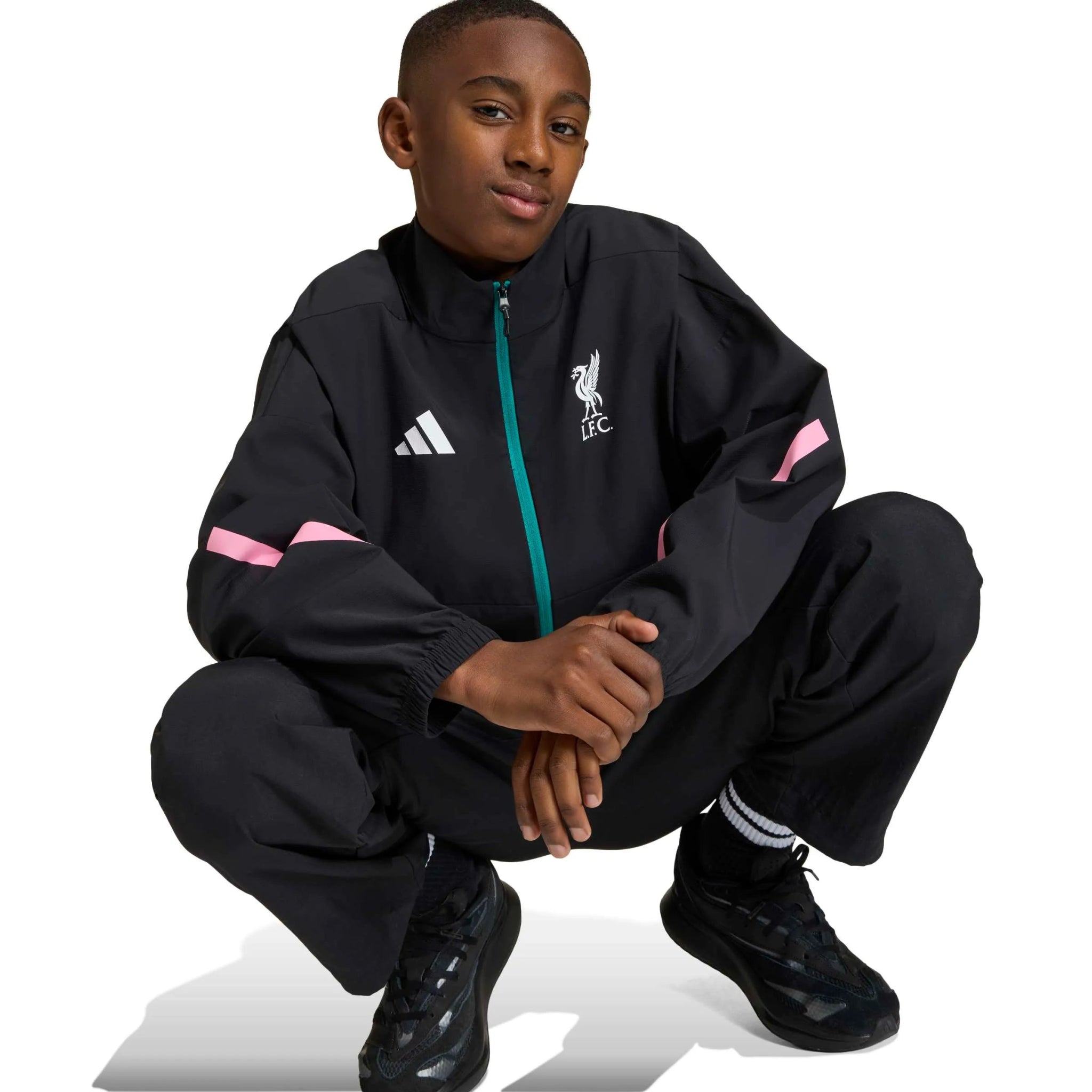 adidas 2025-26 Liverpool Youth Anthem Jacket Black (Detail 1)