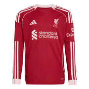 adidas 2025-26 Liverpool Youth Stadium Home Long-Sleeve Soccer Jersey (Front)