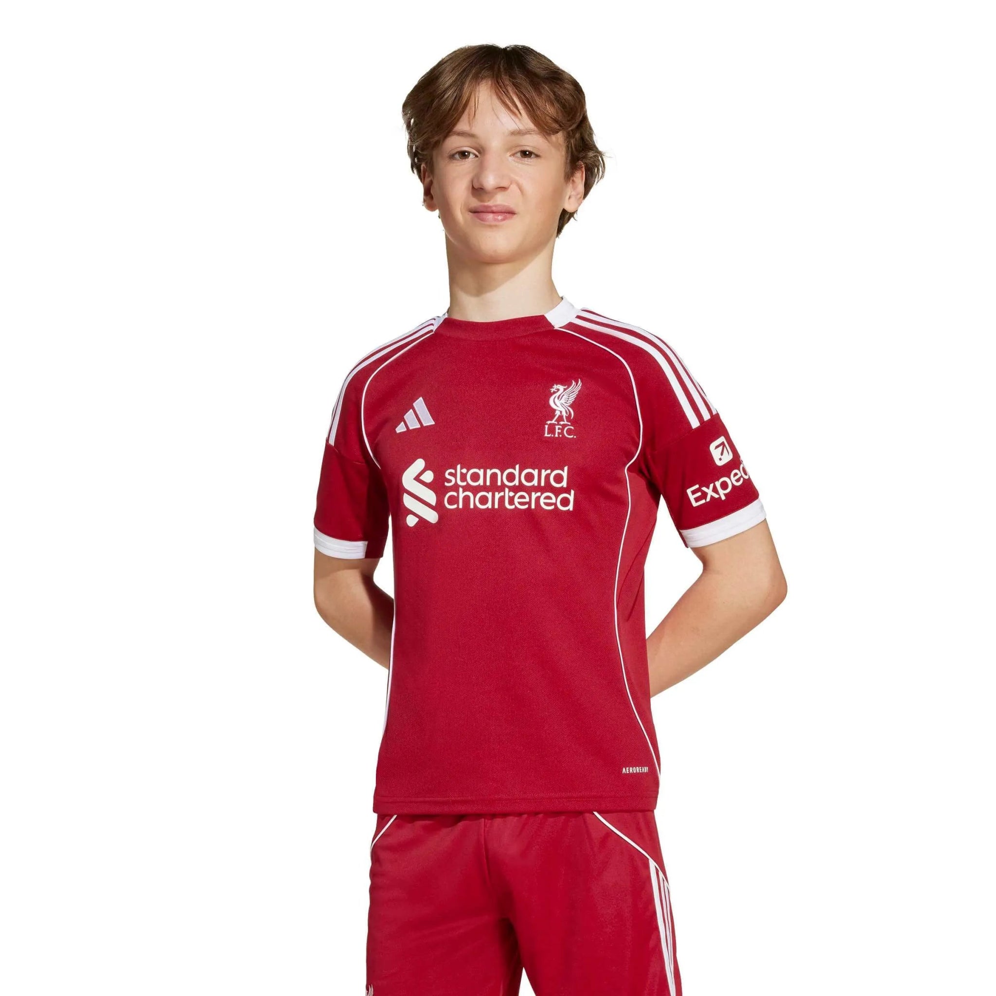 adidas 2025-26 Liverpool Youth Stadium Home Soccer Jersey (Model - Front)