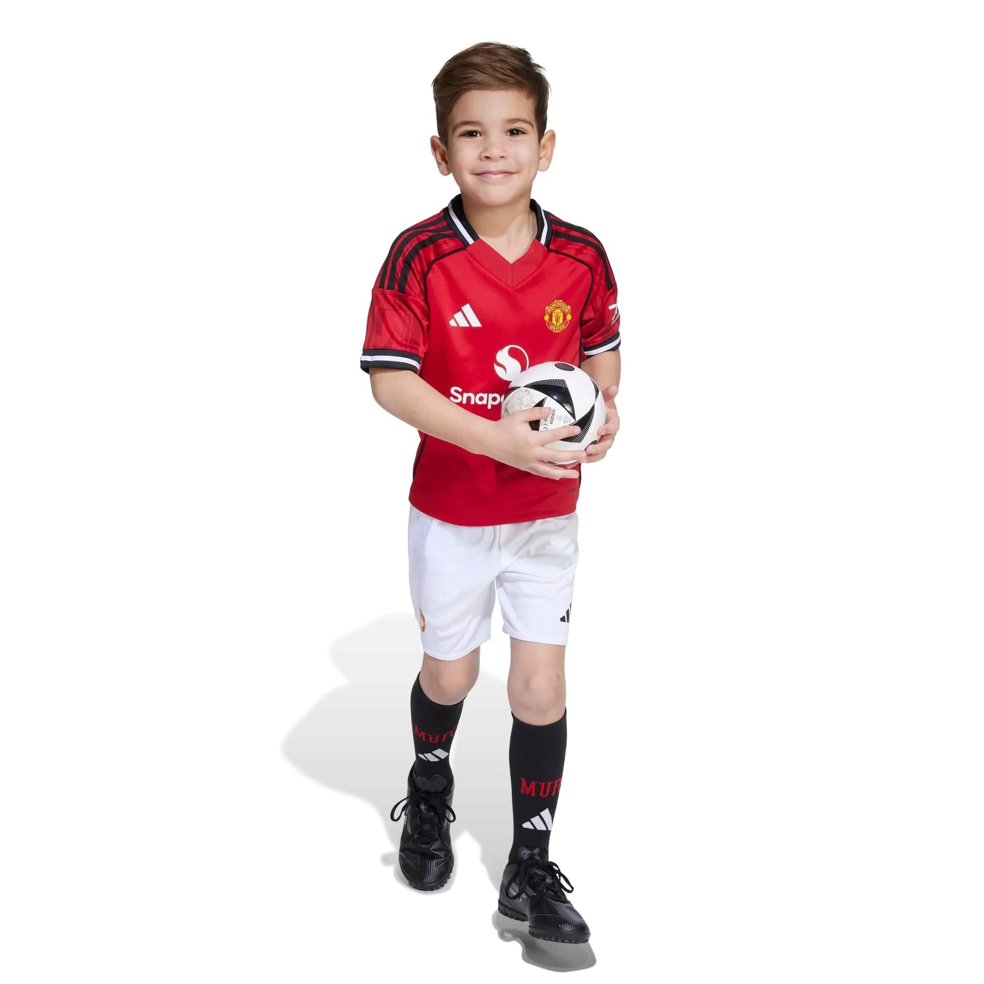 adidas 2025-26 Manchester United Kid's Home Mini Kit (Model - Side)