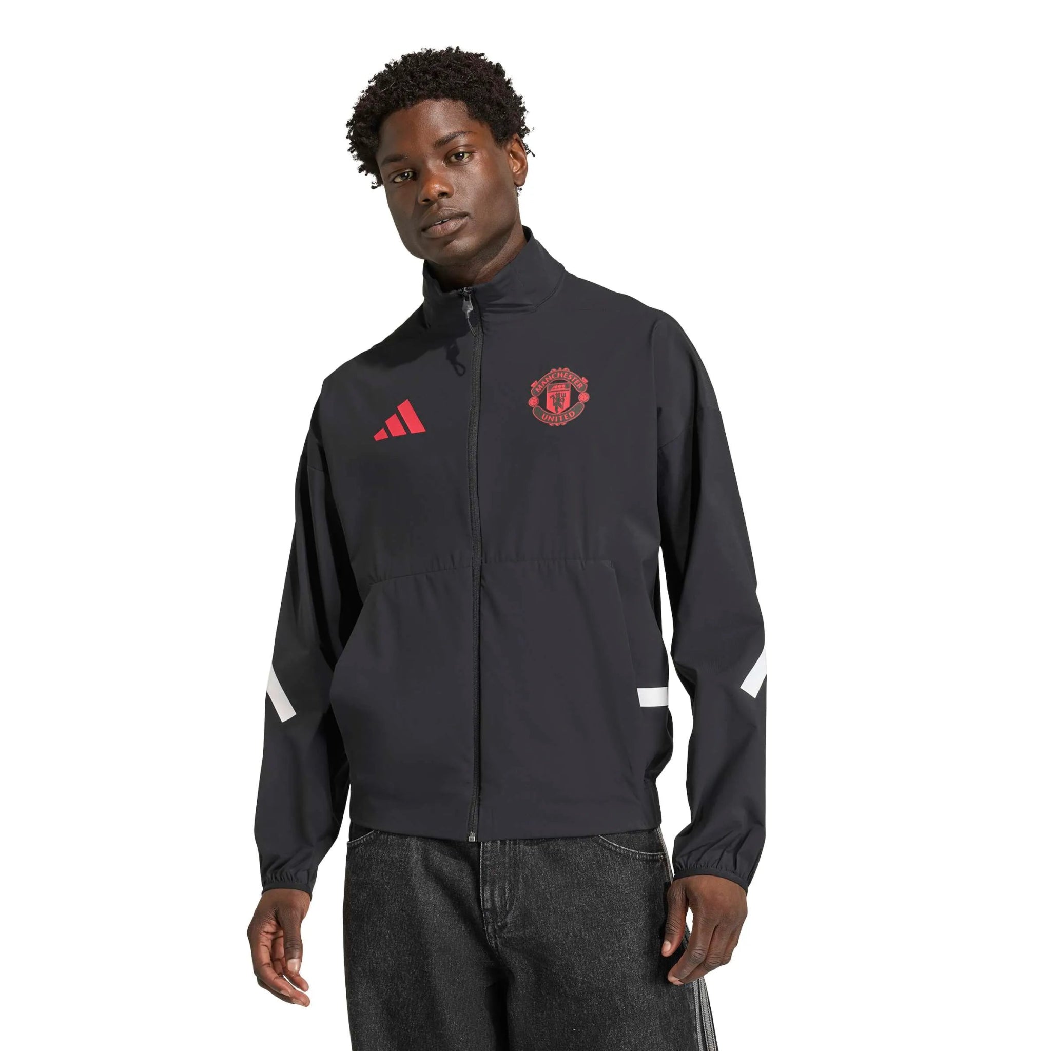 adidas 2025-26 Manchester United Men's Anthem Jacket Black (Model - Front)