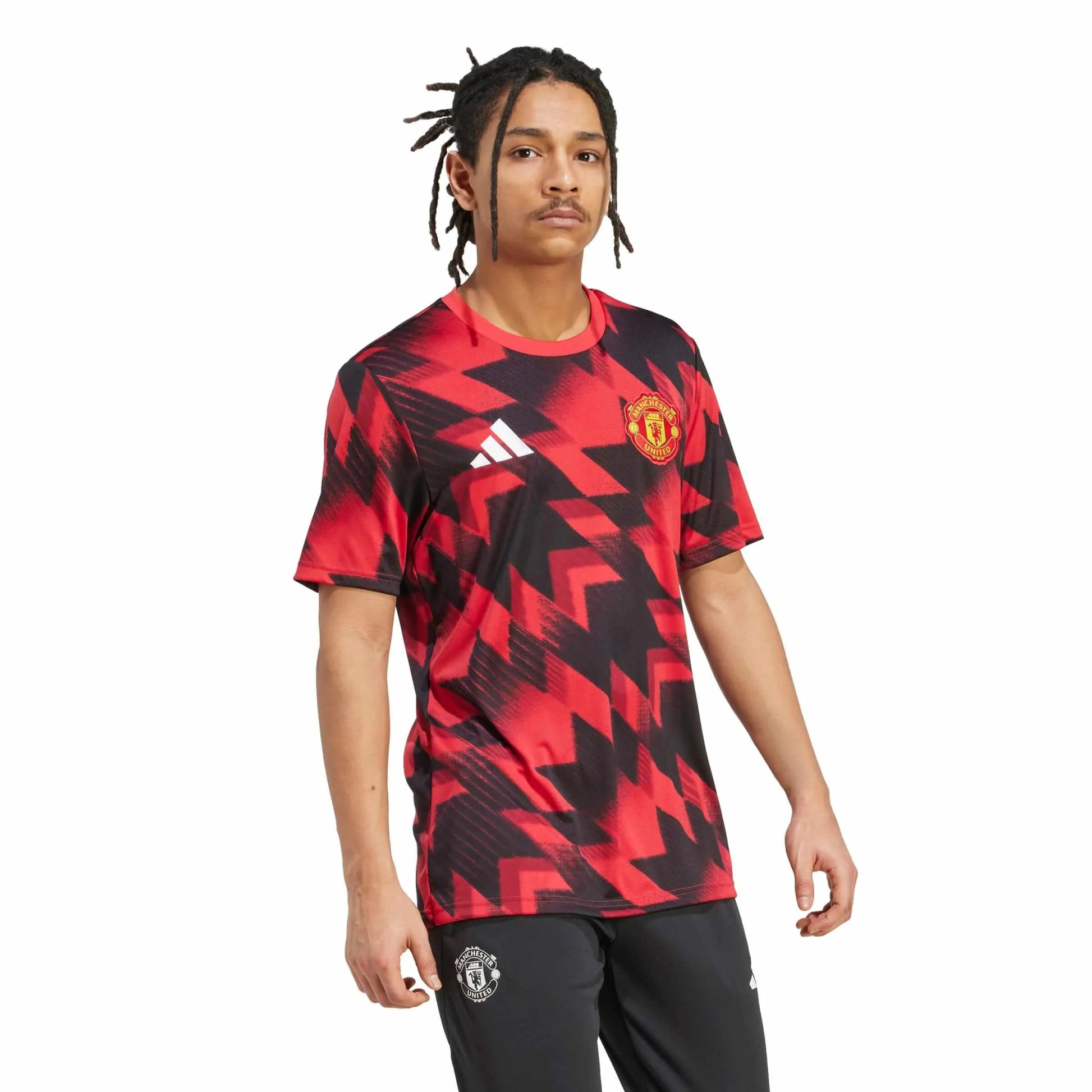 adidas 2025-26 Manchester United Men's Pre-Match Soccer Jersey (Model - Side)