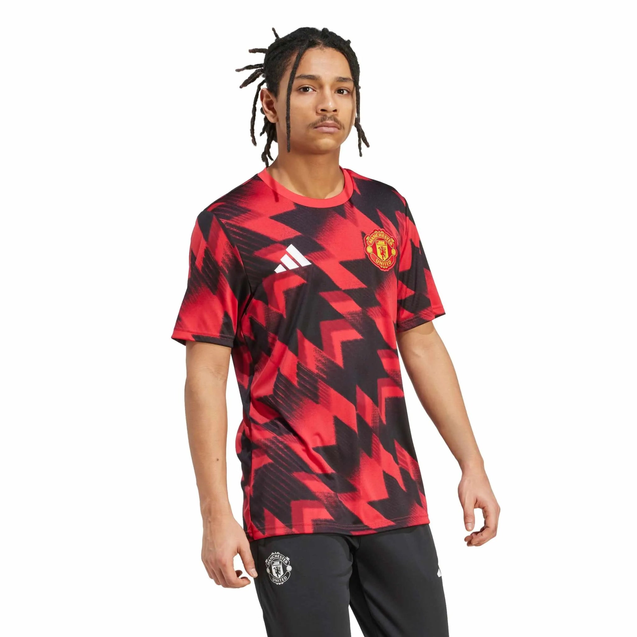 adidas 2025-26 Manchester United Men's Pre-Match Soccer Jersey (Model - Side)