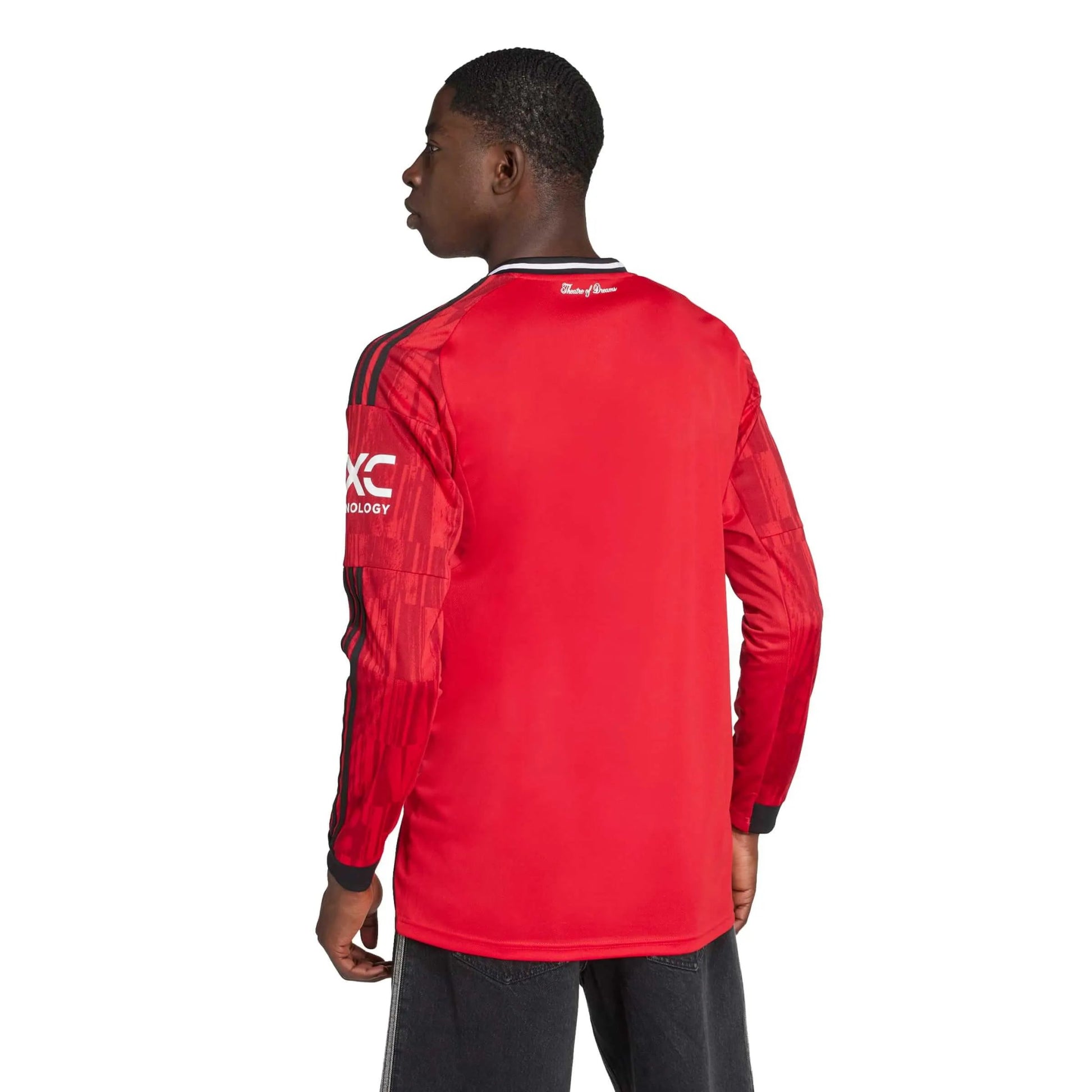 adidas 2025-26 Manchester United Men's Stadium Home Long-Sleeve Soccer Jersey (Model - Back)