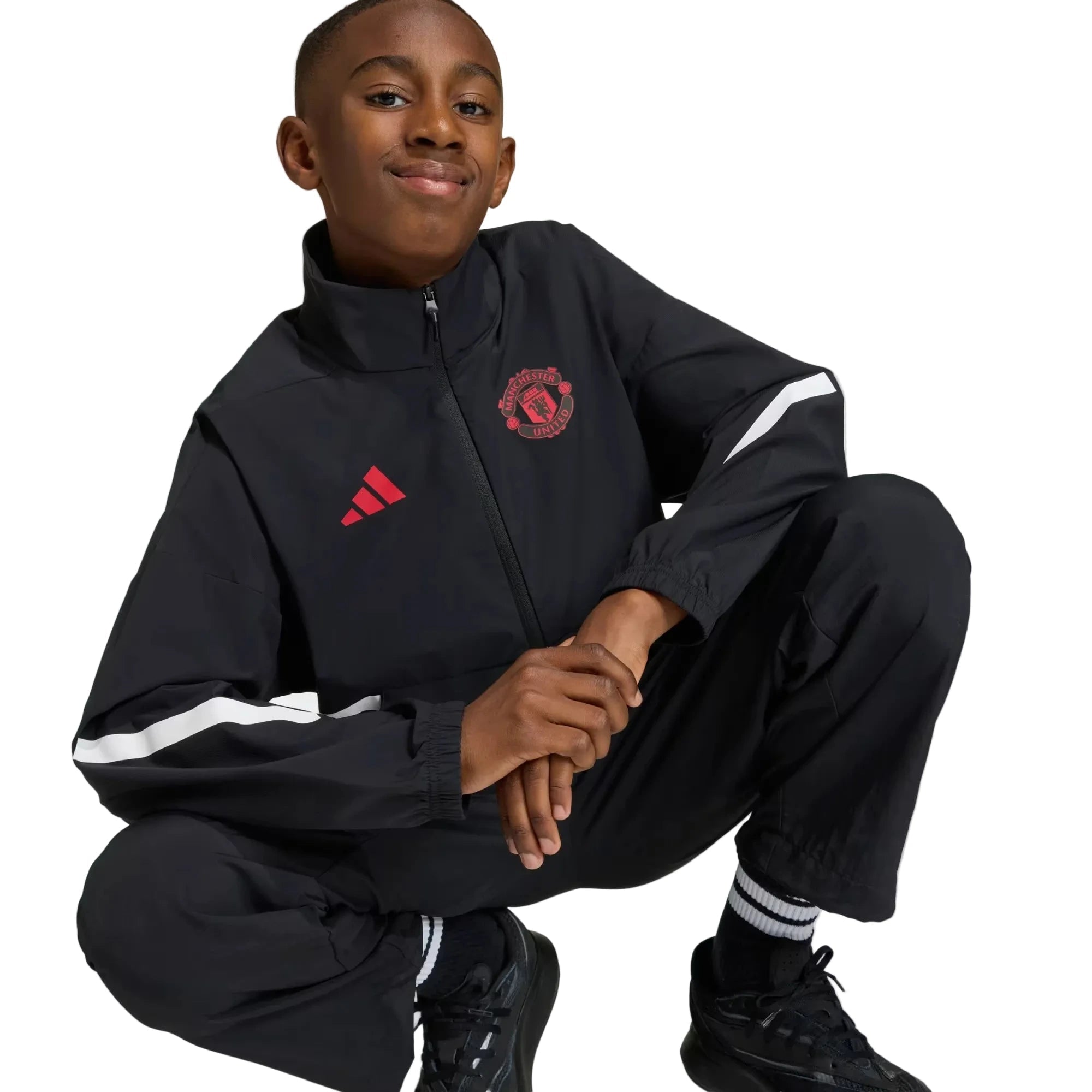 adidas 2025-26 Manchester United Youth Anthem Jacket Black (Detail 1)