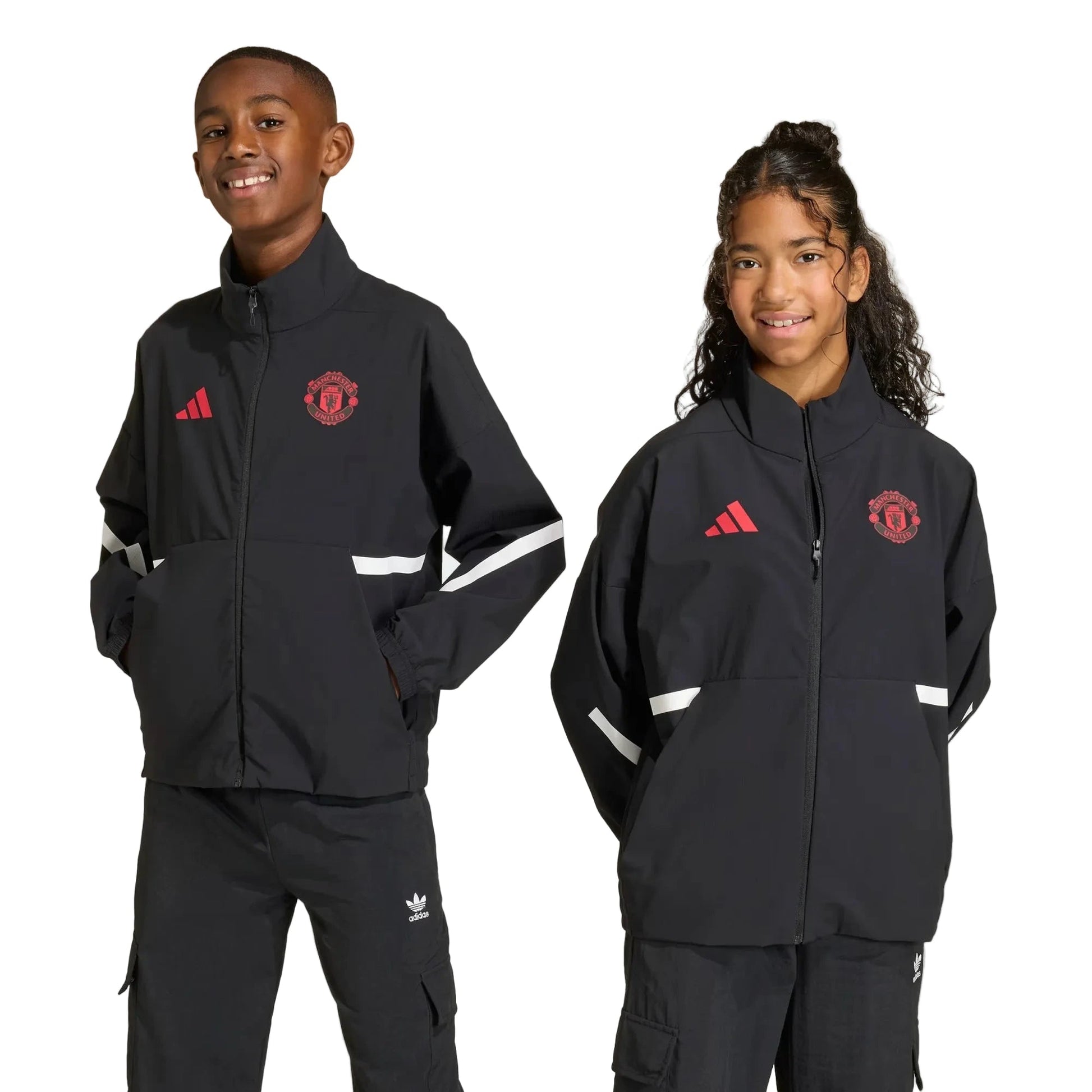 adidas 2025-26 Manchester United Youth Anthem Jacket Black (Models - Front)
