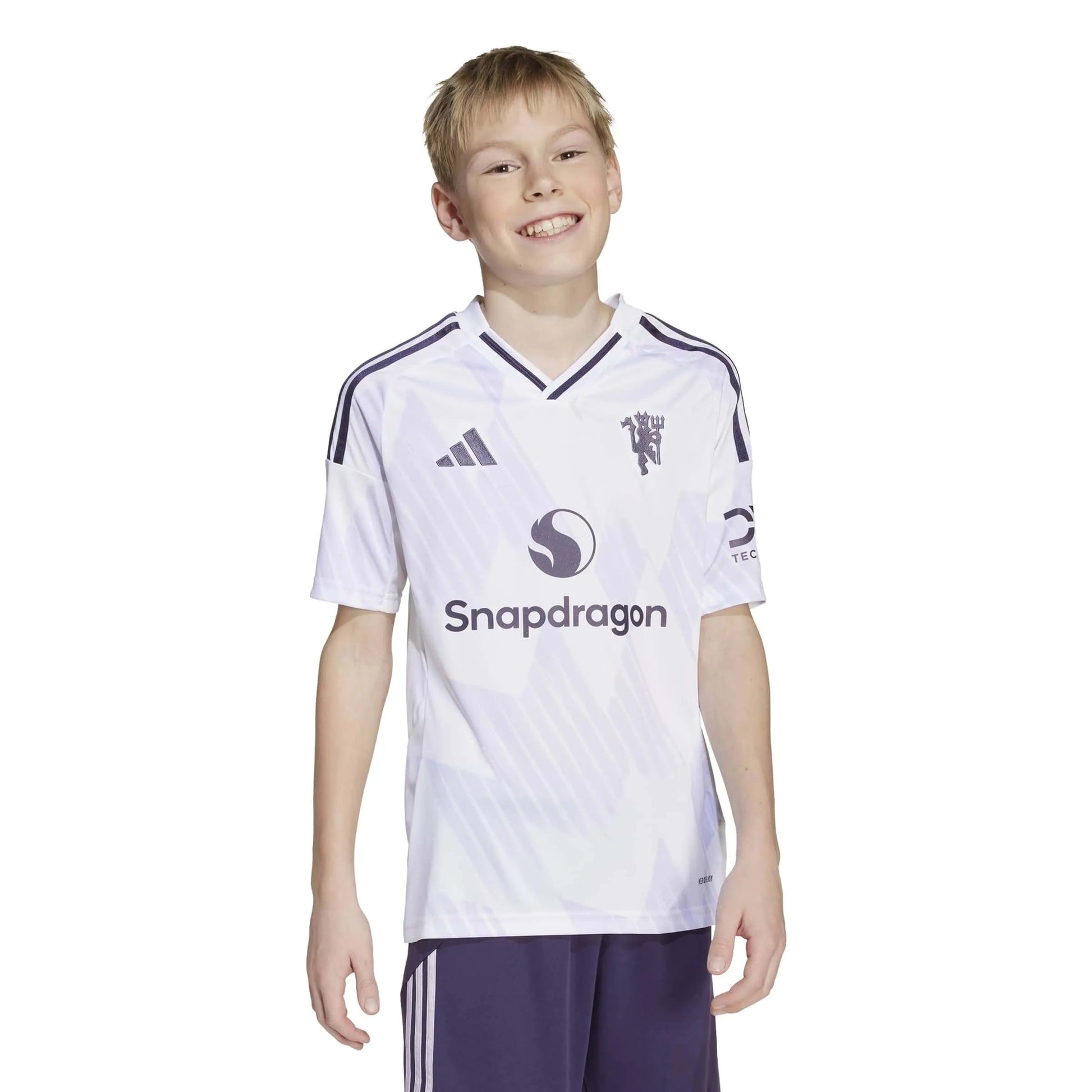 adidas 2025-26 Manchester United Youth Stadium Away Soccer Jersey (Model - Front)