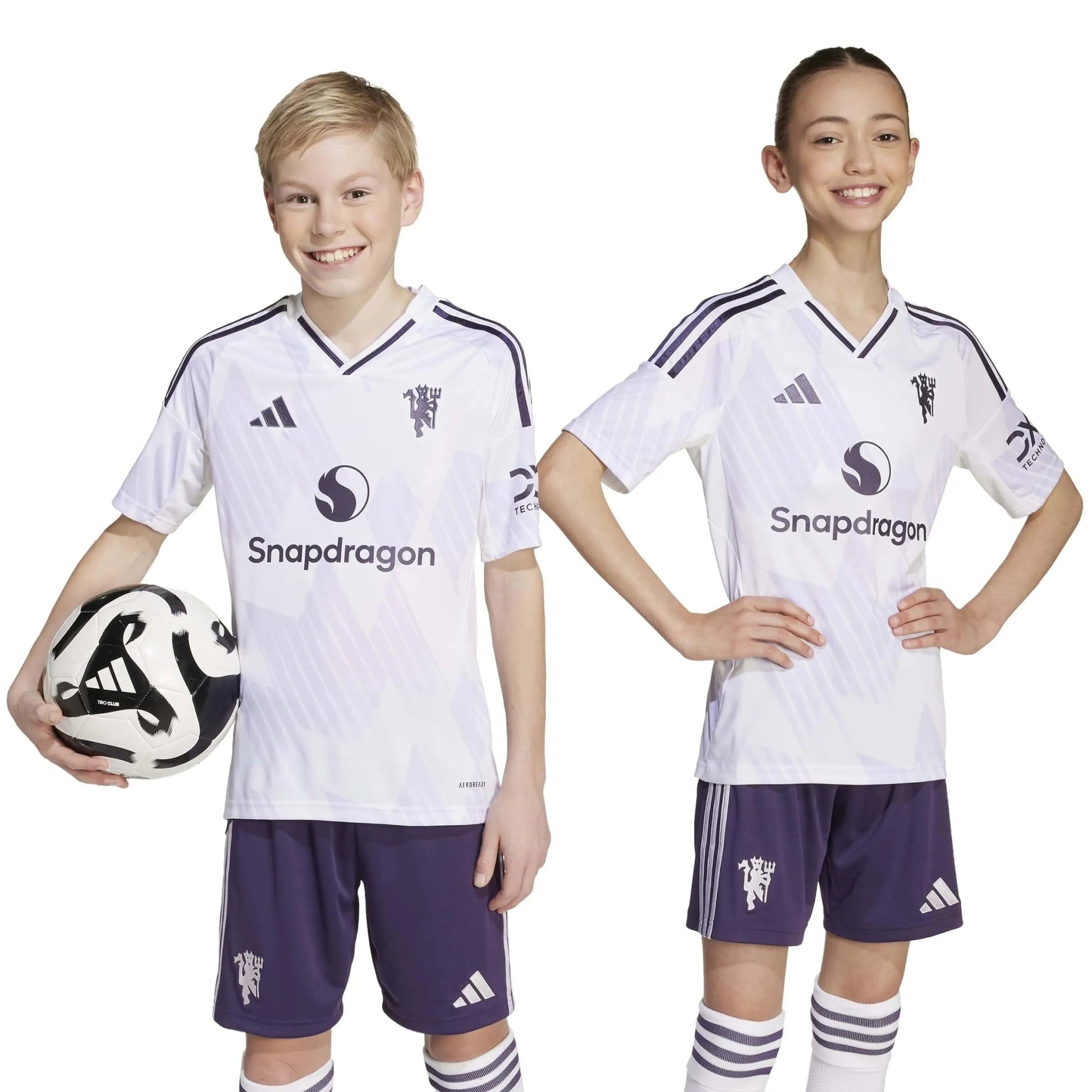 adidas 2025-26 Manchester United Youth Stadium Away Soccer Jersey (Models - Front)