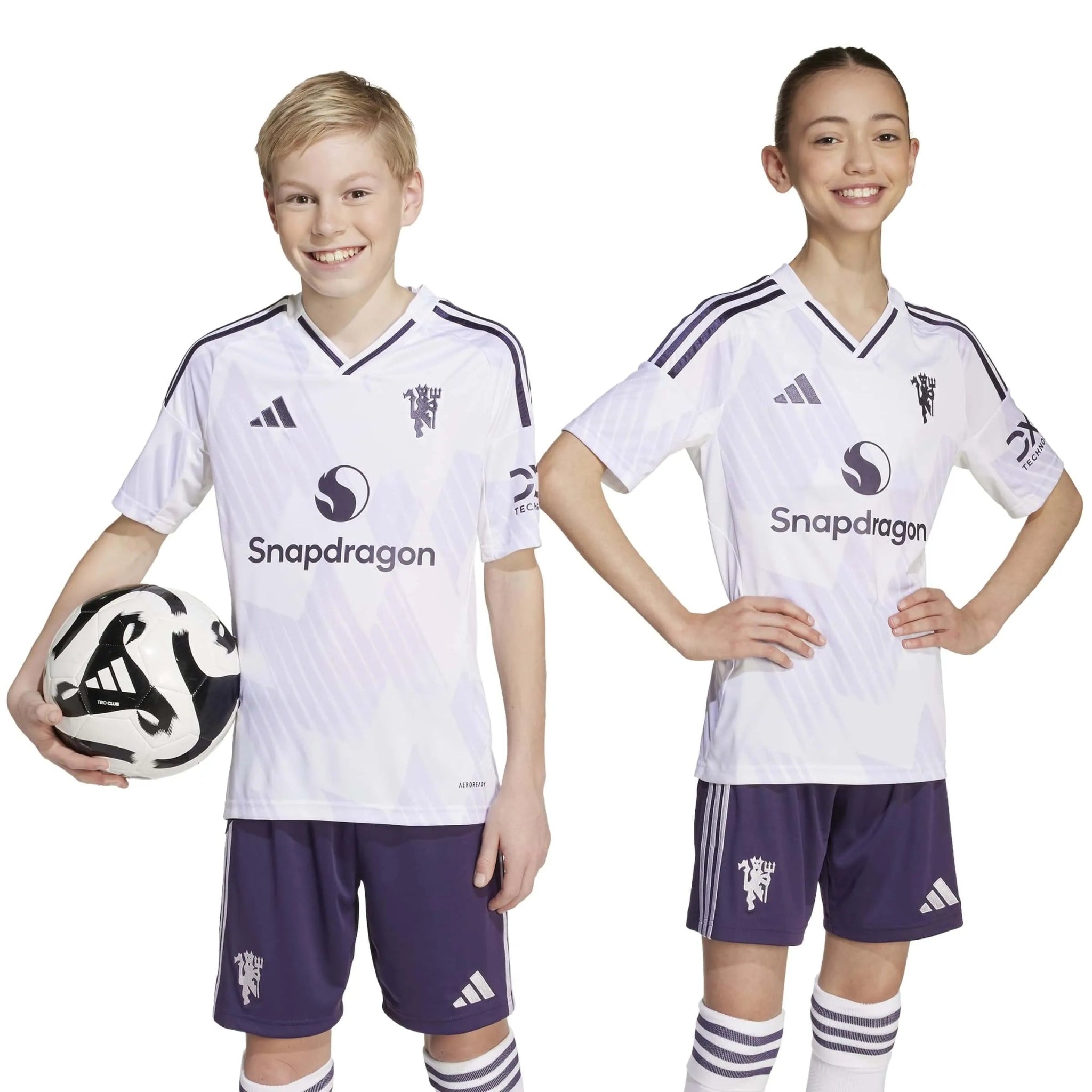 adidas 2025-26 Manchester United Youth Stadium Away Soccer Jersey (Models - Front)