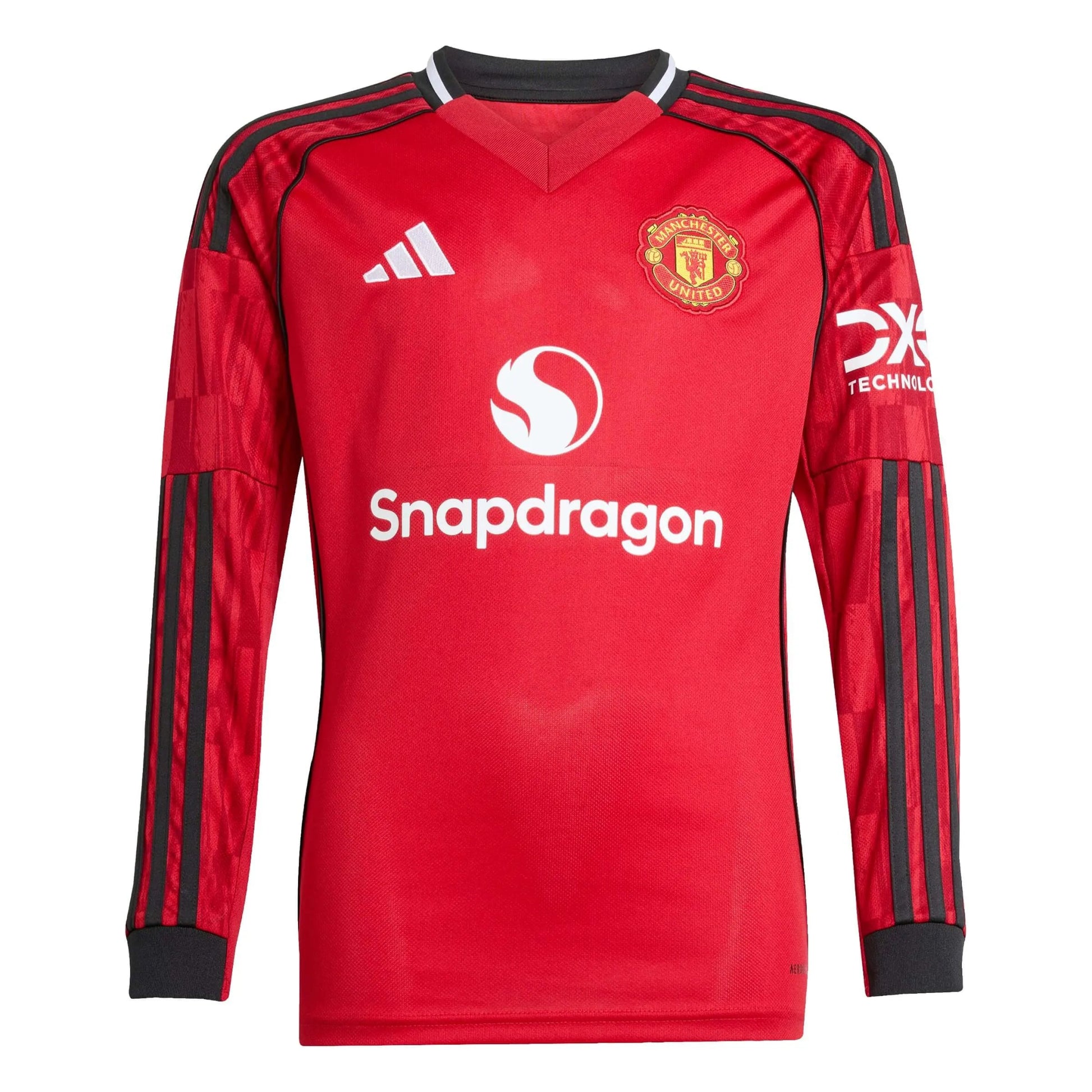 adidas 2025-26 Manchester United Youth Stadium Home Long-Sleeve Soccer Jersey (Front)