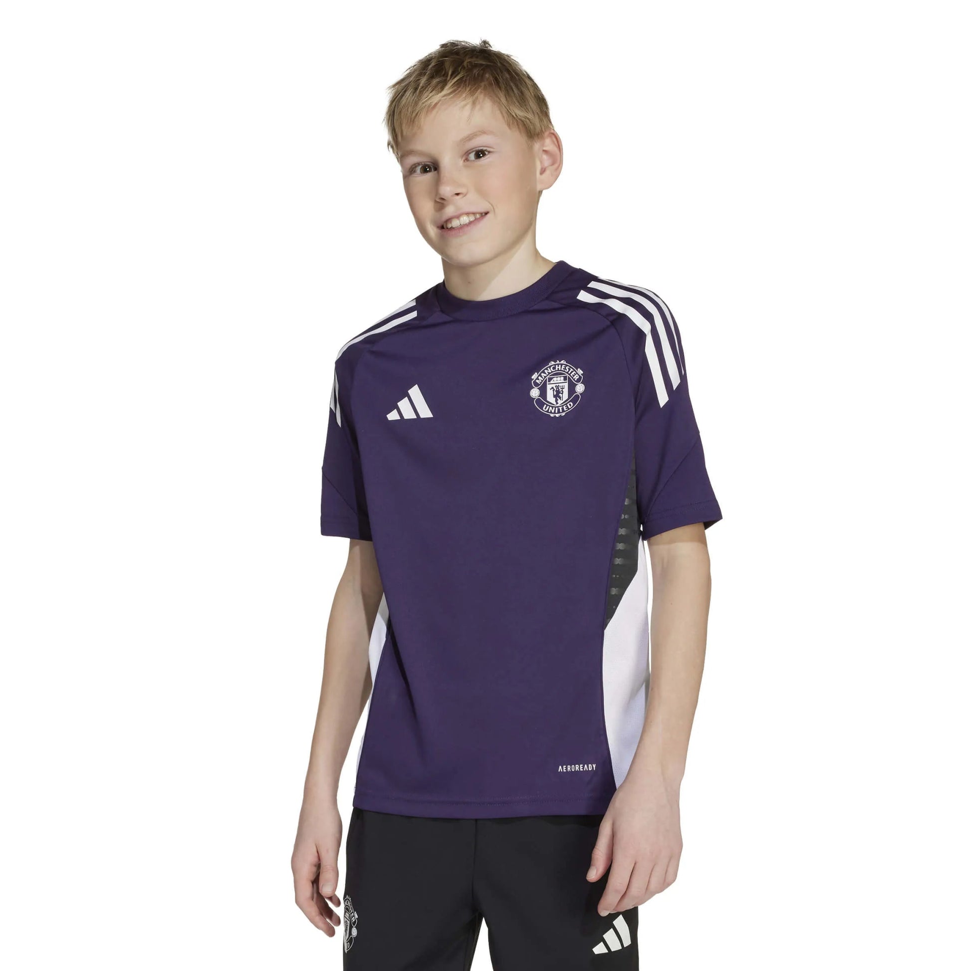 adidas 2025-26 Manchester United Youth Training Soccer Jersey (Model - Front)